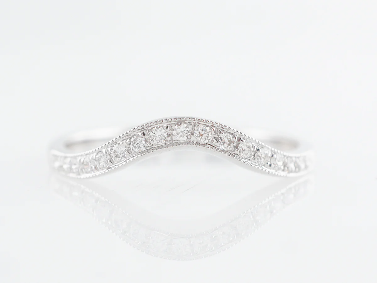 Shaped Diamond Wedding Band in 14k White Gold