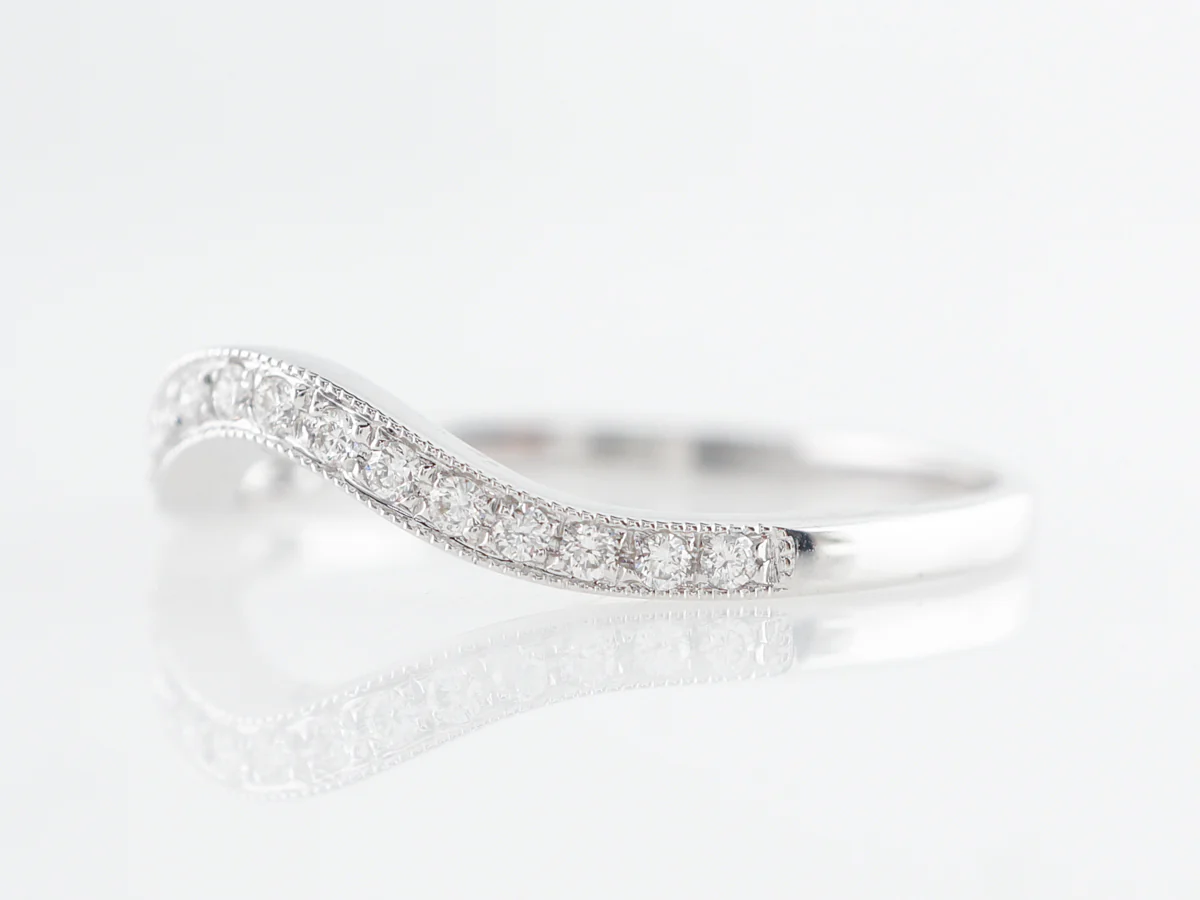 Shaped Diamond Wedding Band in 14k White Gold - Image 2