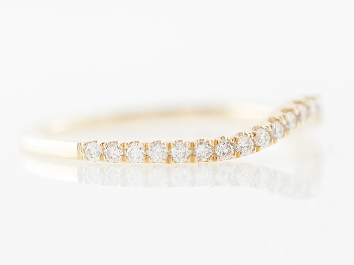 Shaped Wedding Band w/ Diamonds in Yellow Gold - Image 3