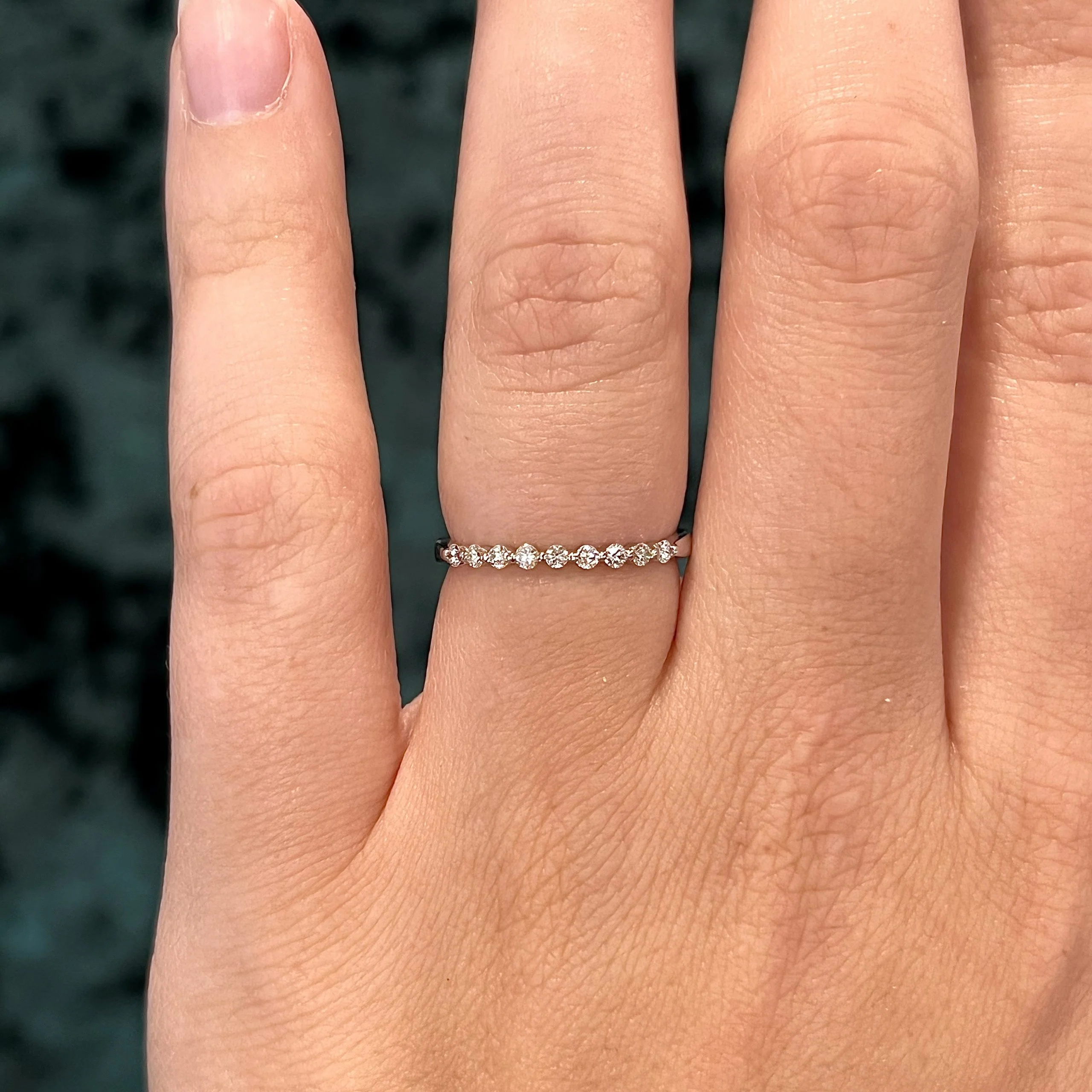 Shared Prong Diamond Wedding Band in 14k White Gold - Image 6