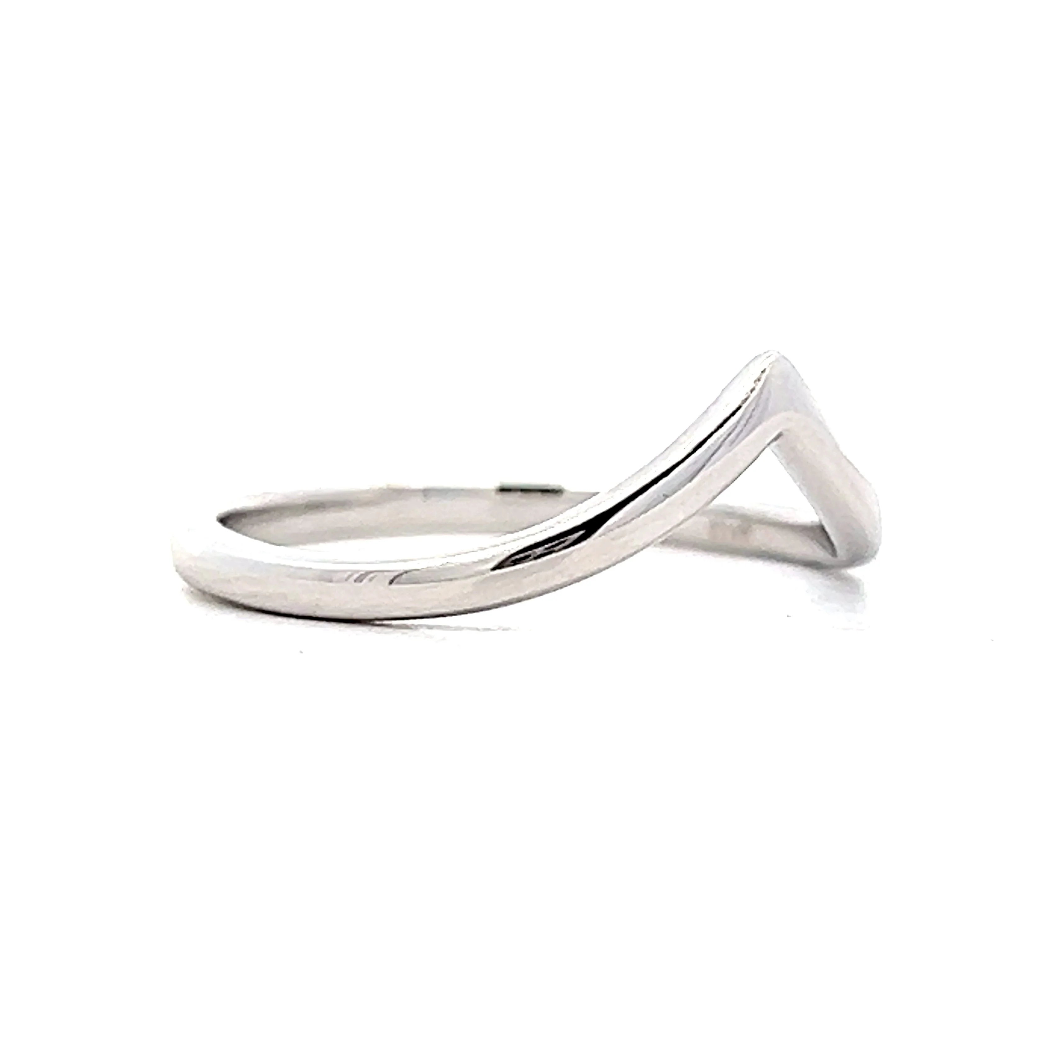 Simple Contoured Wedding Band in 14k White Gold - Image 3