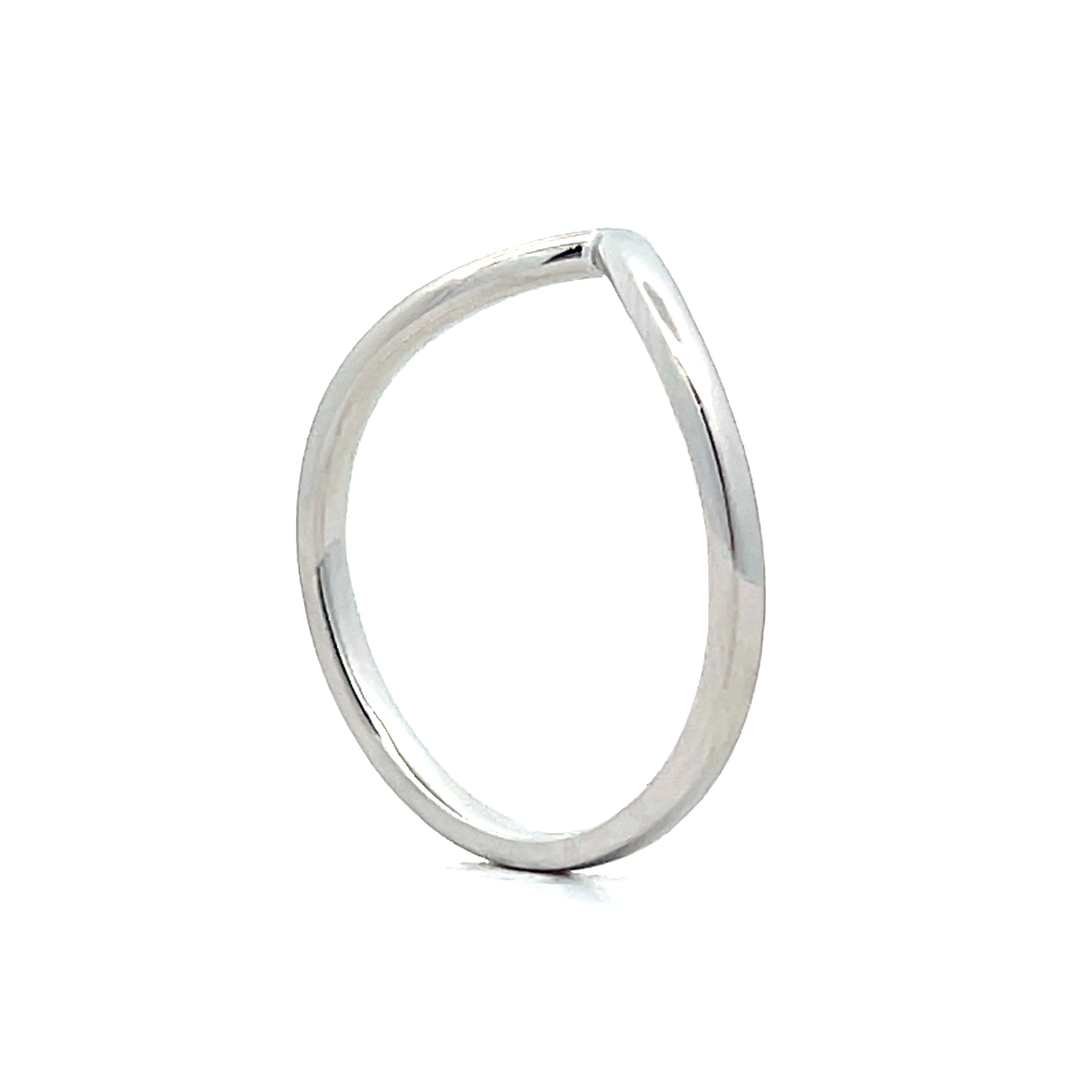 Simple Contoured Wedding Band in 14k White Gold - Image 5