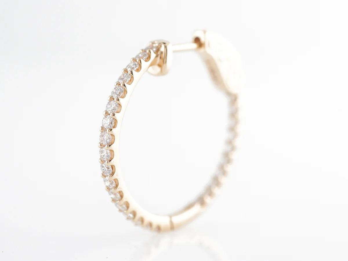 Simple Diamond Hoop Earrings in 14k Yellow Gold - Image 3