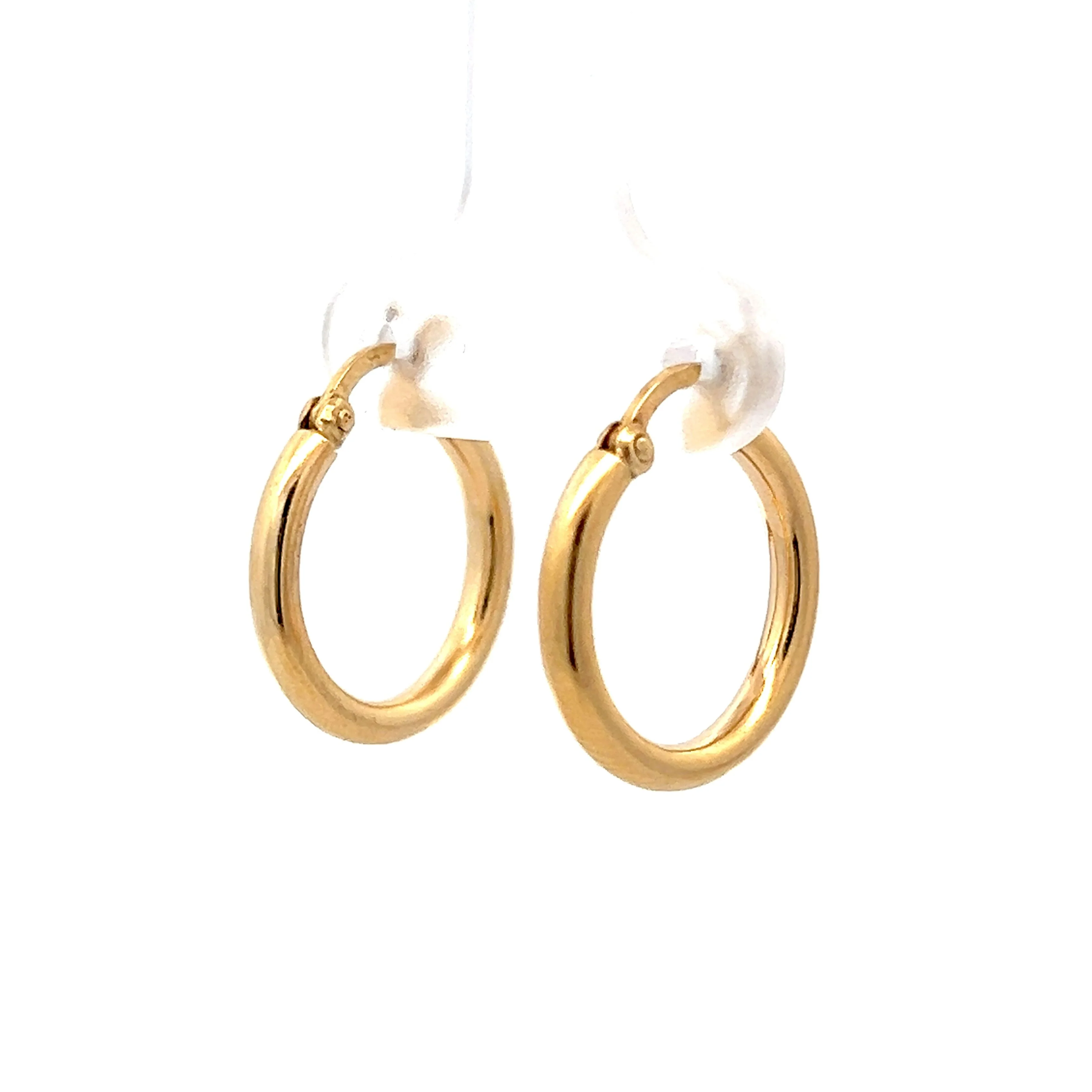 Simple Hollow Hoop Earrings in 14k Yellow Gold - Image 2