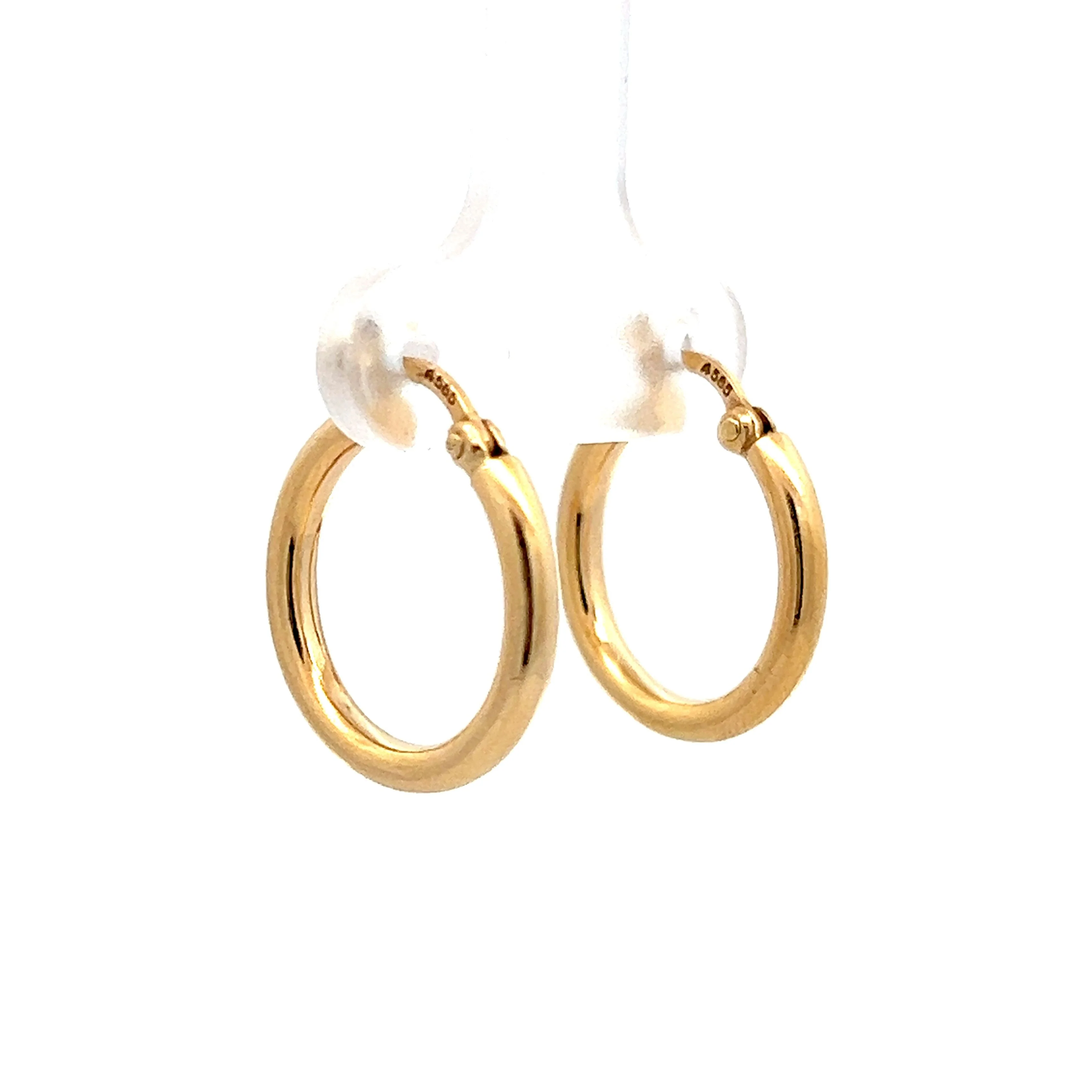 Simple Hollow Hoop Earrings in 14k Yellow Gold - Image 3