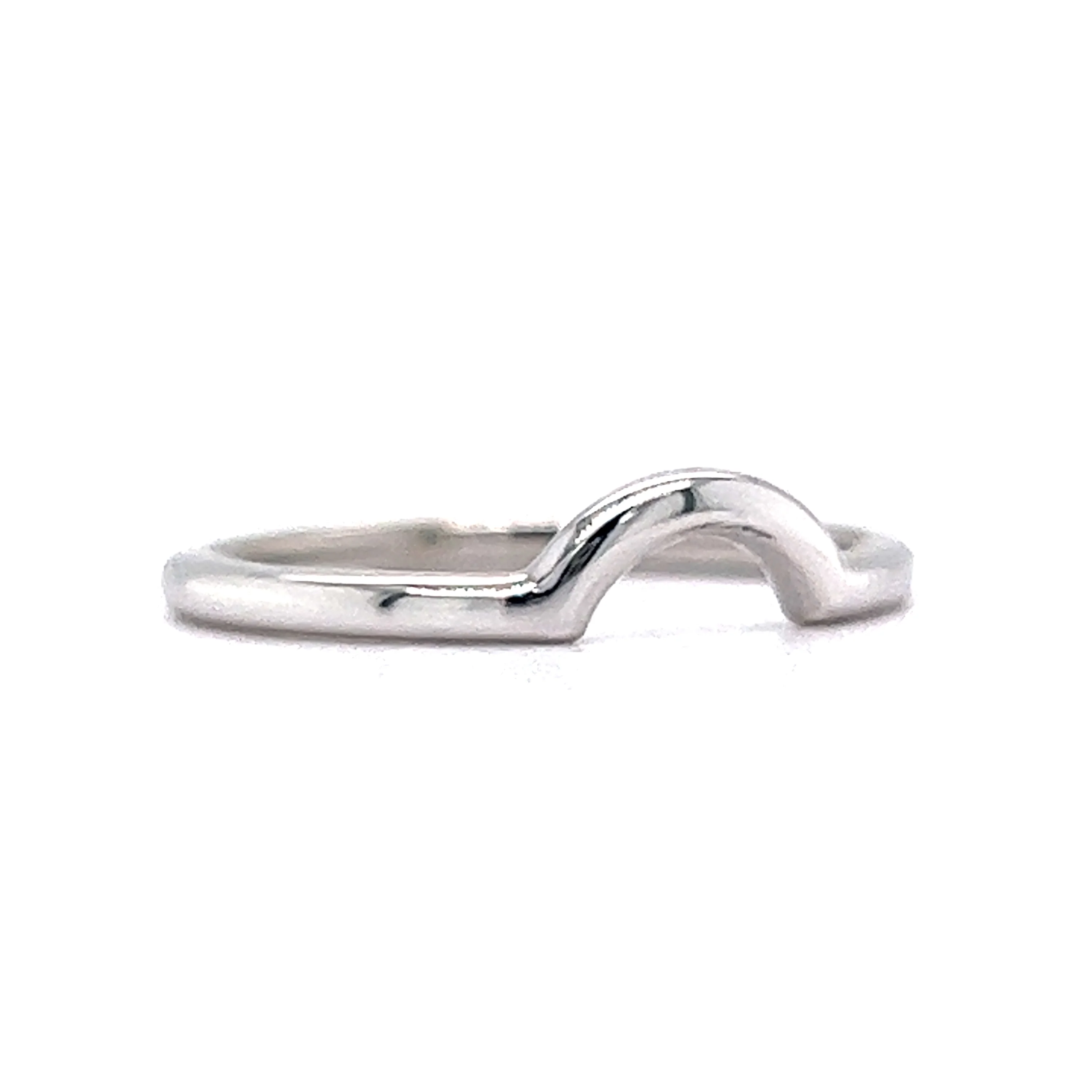 Simple Round Contoured Wedding Band in 14k White Gold - Image 3