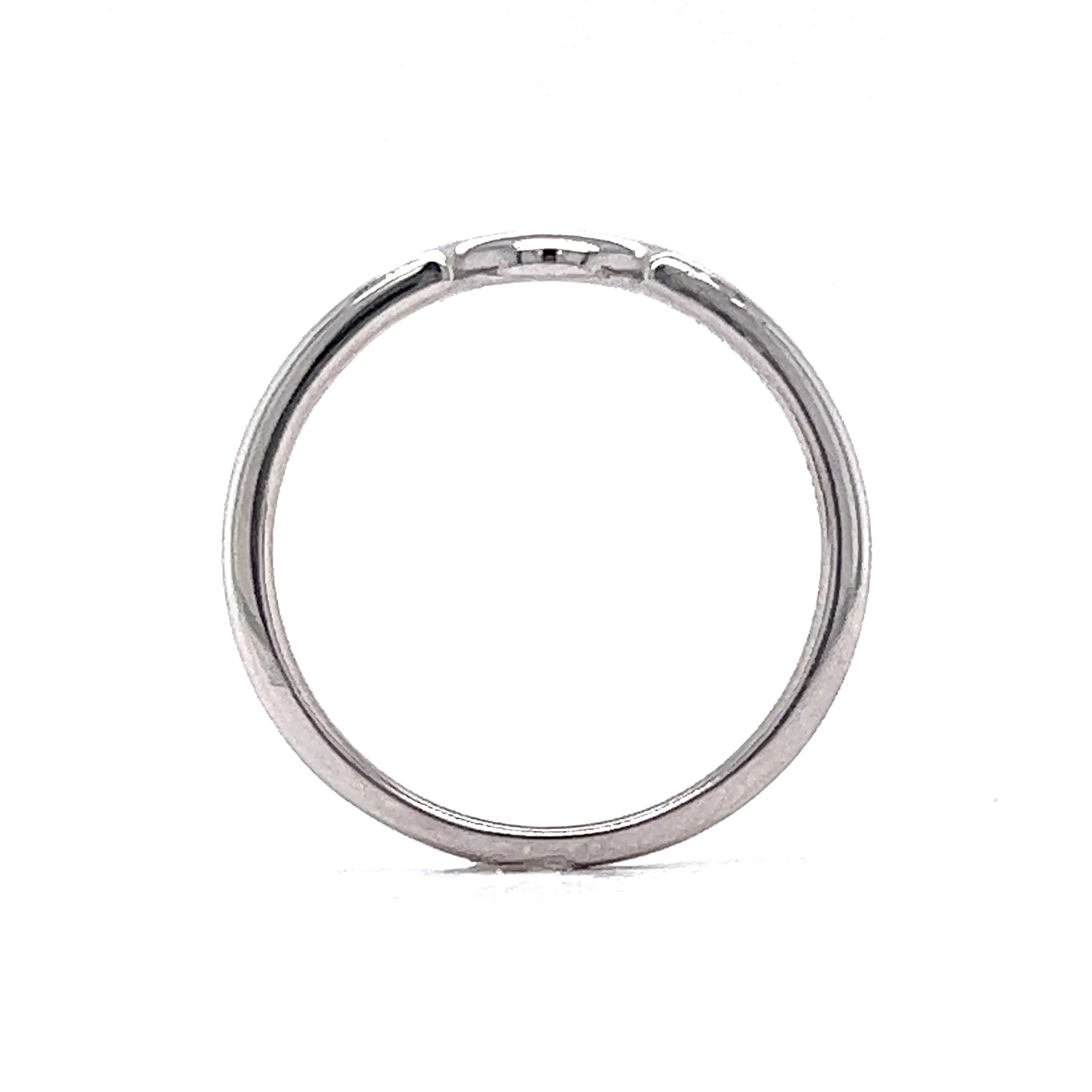 Simple Round Contoured Wedding Band in 14k White Gold - Image 4