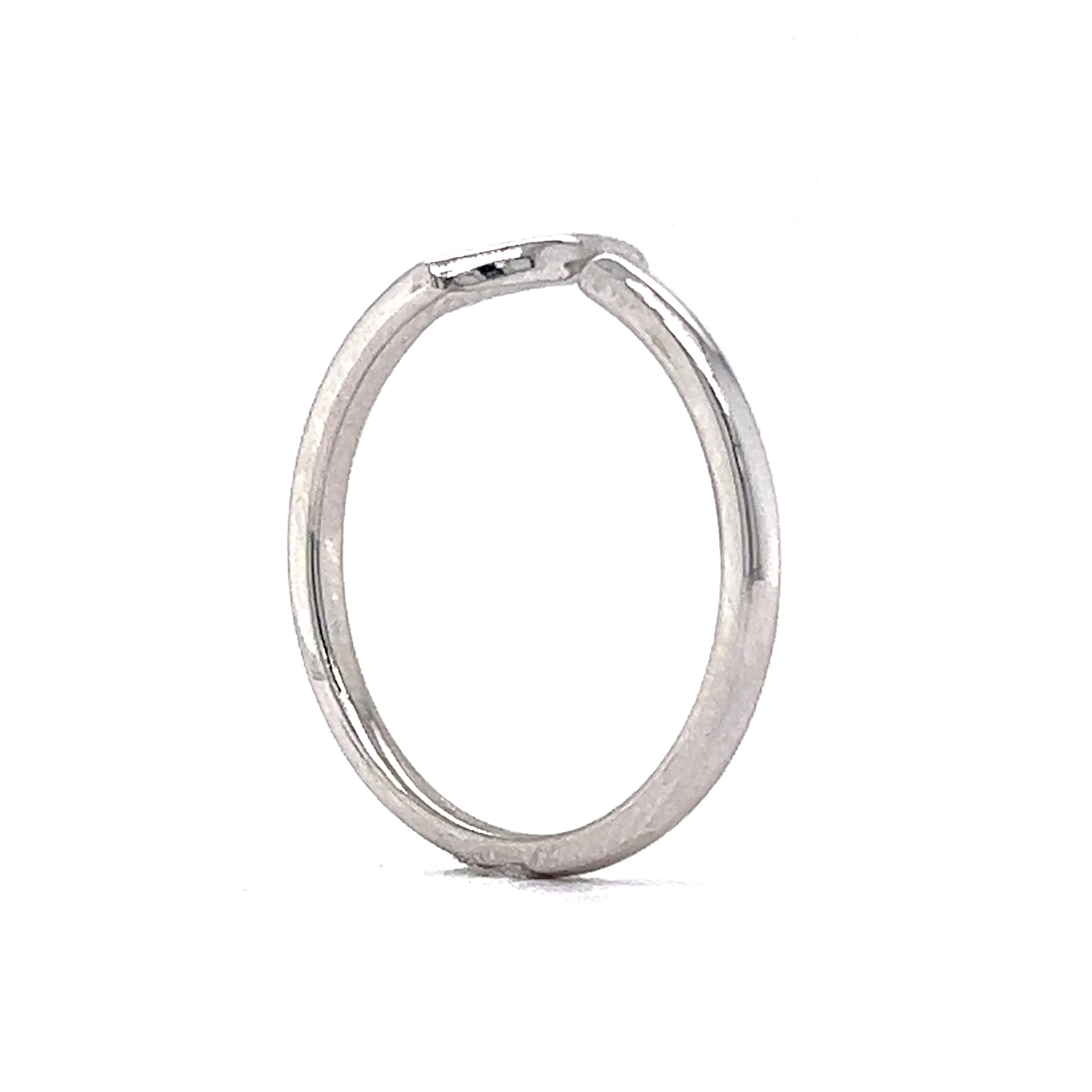 Simple Round Contoured Wedding Band in 14k White Gold - Image 5