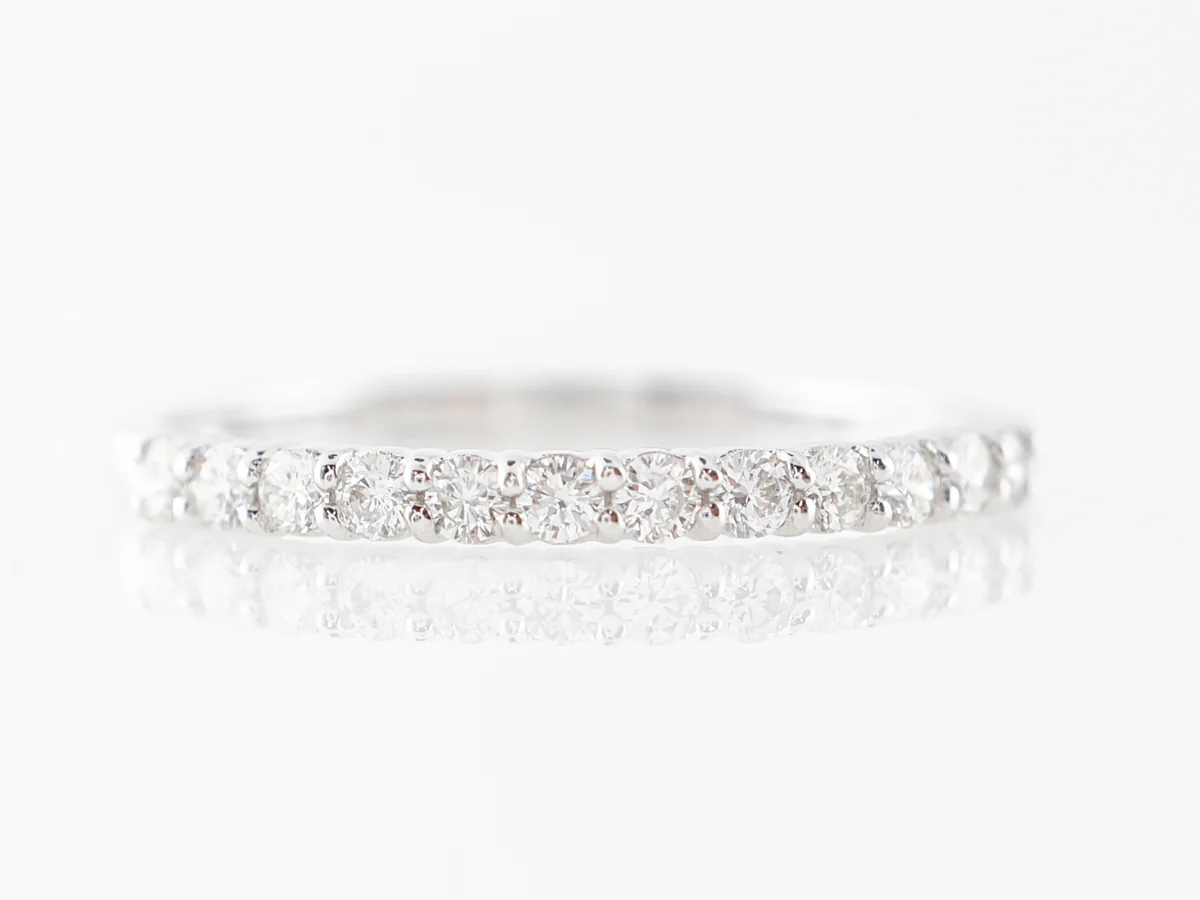 Simple Round Diamond Wedding Band in White Gold