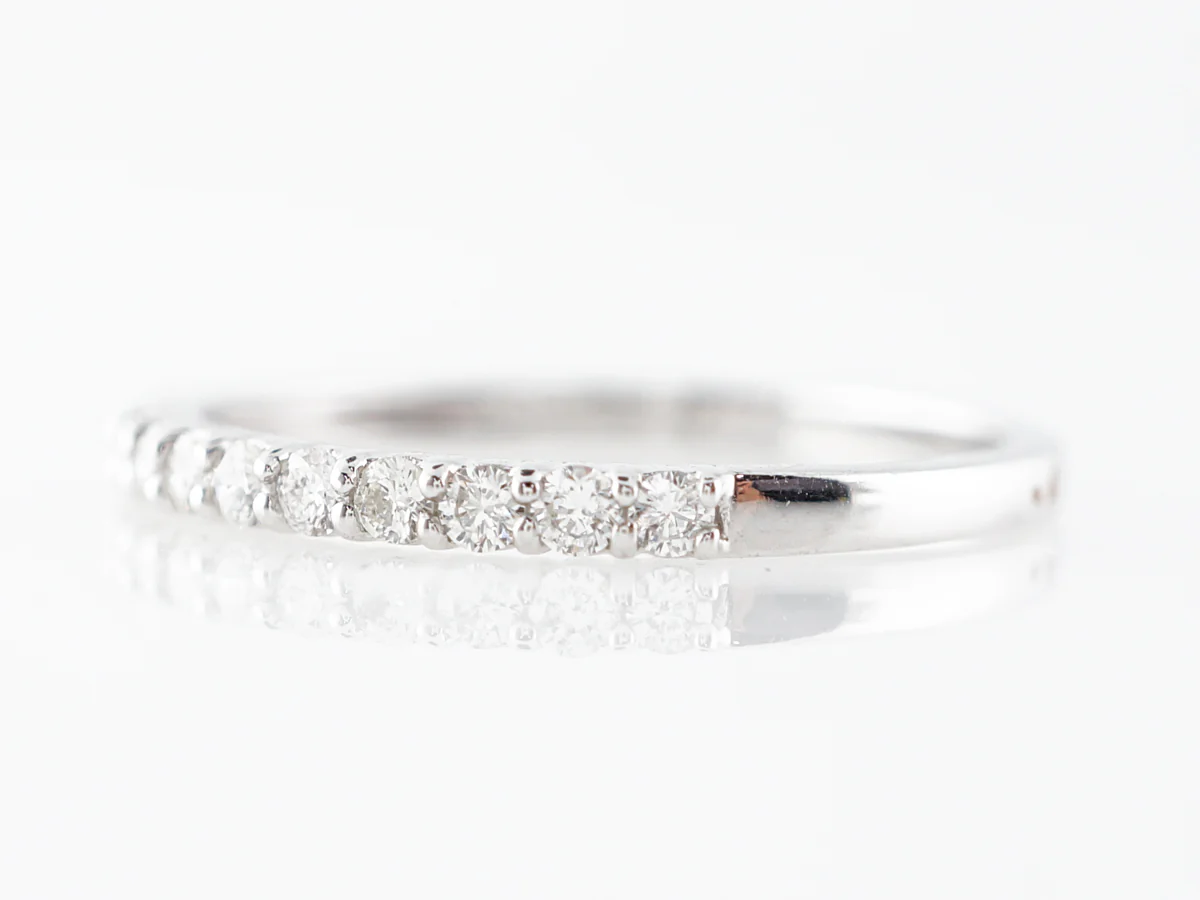 Simple Round Diamond Wedding Band in White Gold - Image 2