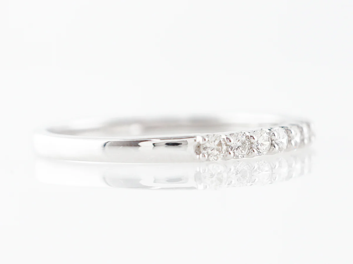 Simple Round Diamond Wedding Band in White Gold - Image 3