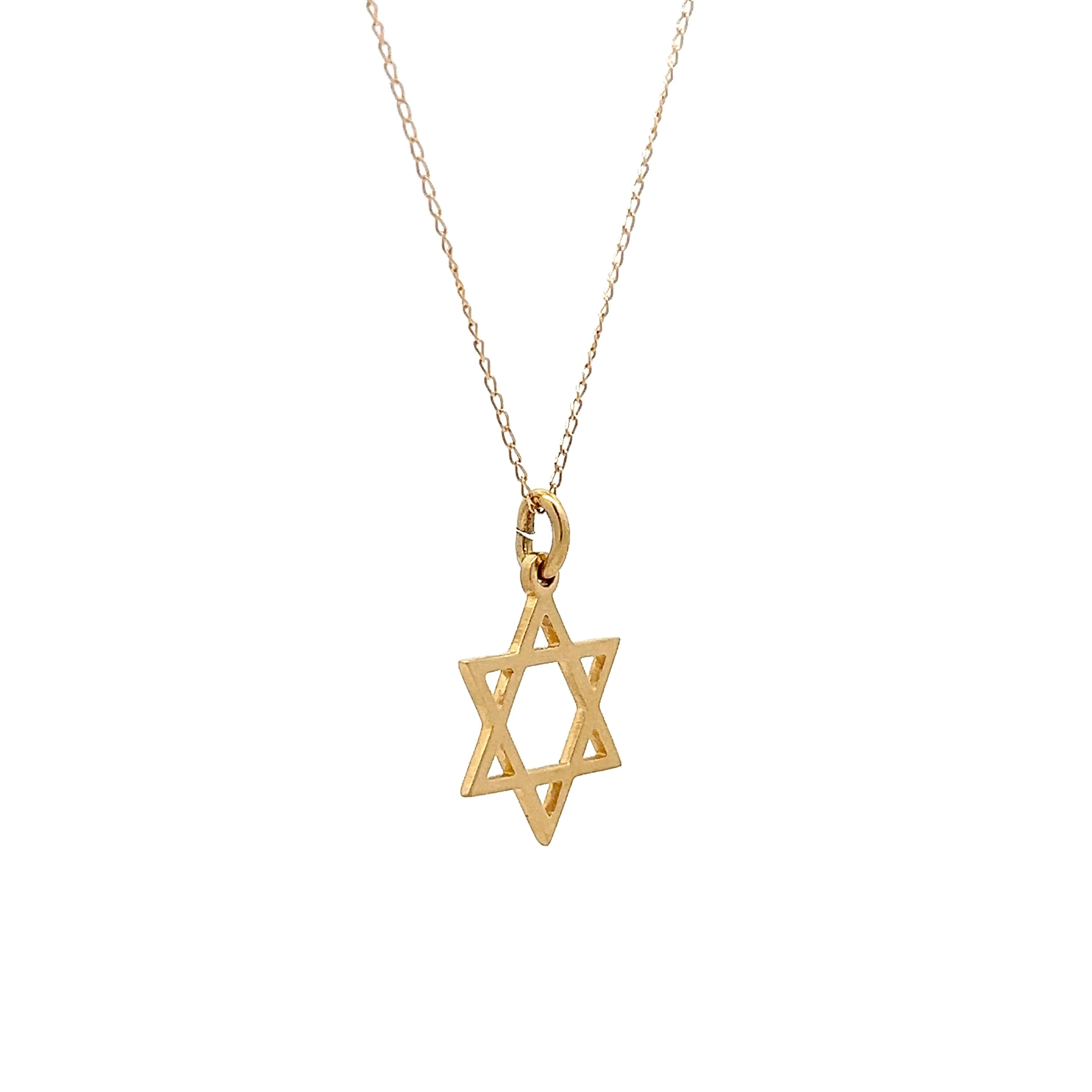 Simple Star of David Pendant Necklace in 14k Yellow Gold - Image 2