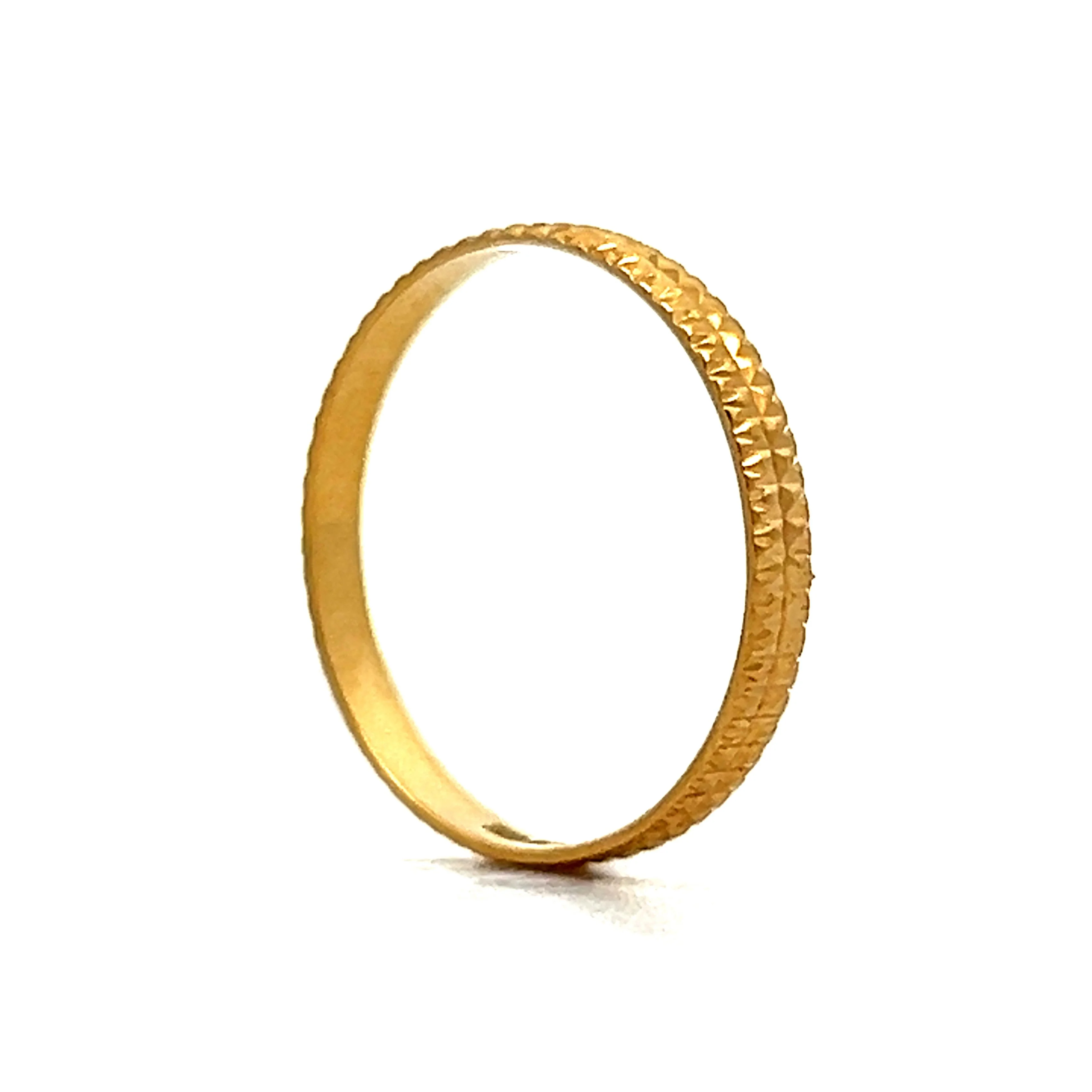 Simple Textured Stacking Band in 18k Yellow Gold - Image 5