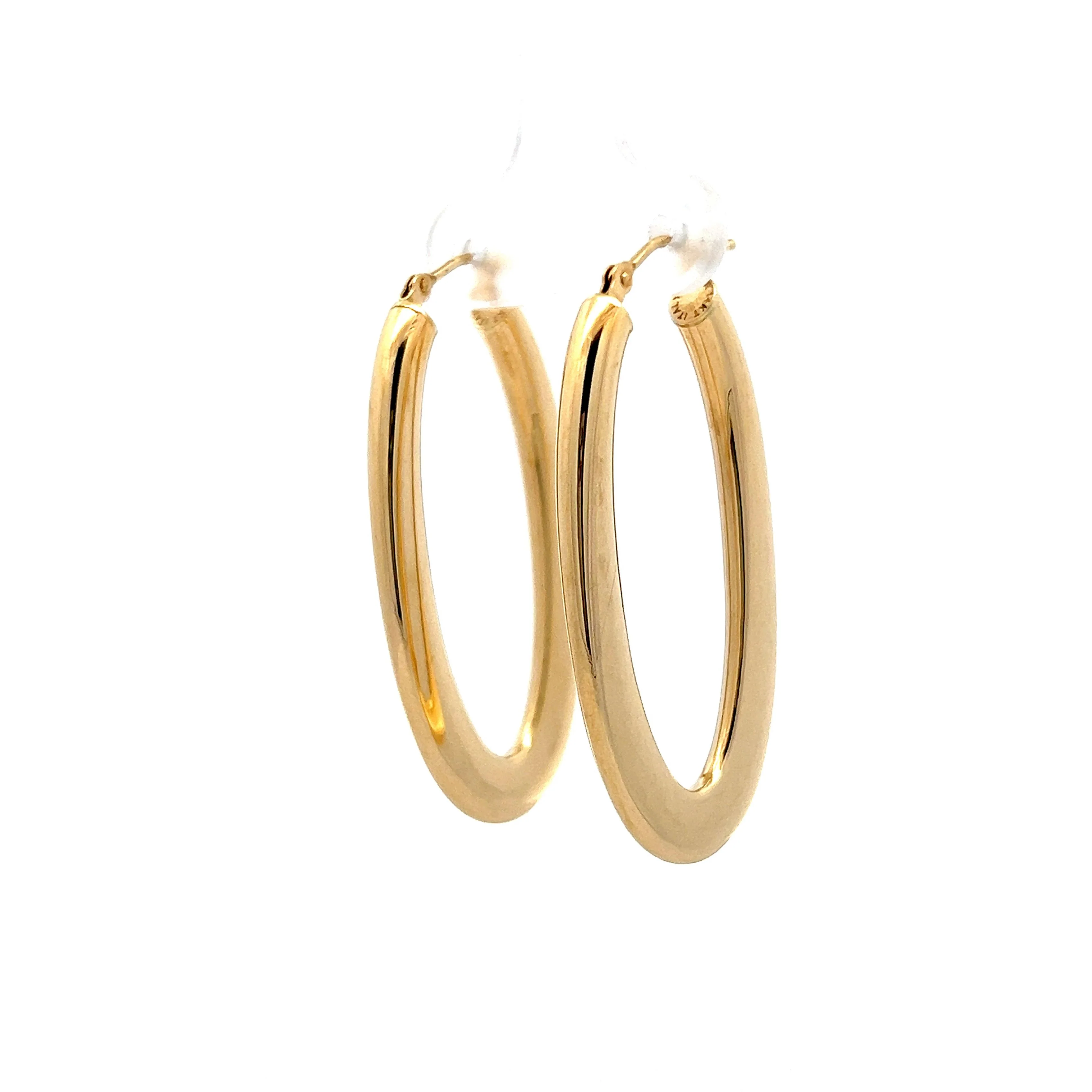 Simple Thin Hoop Earrings in 14k Yellow Gold - Image 2
