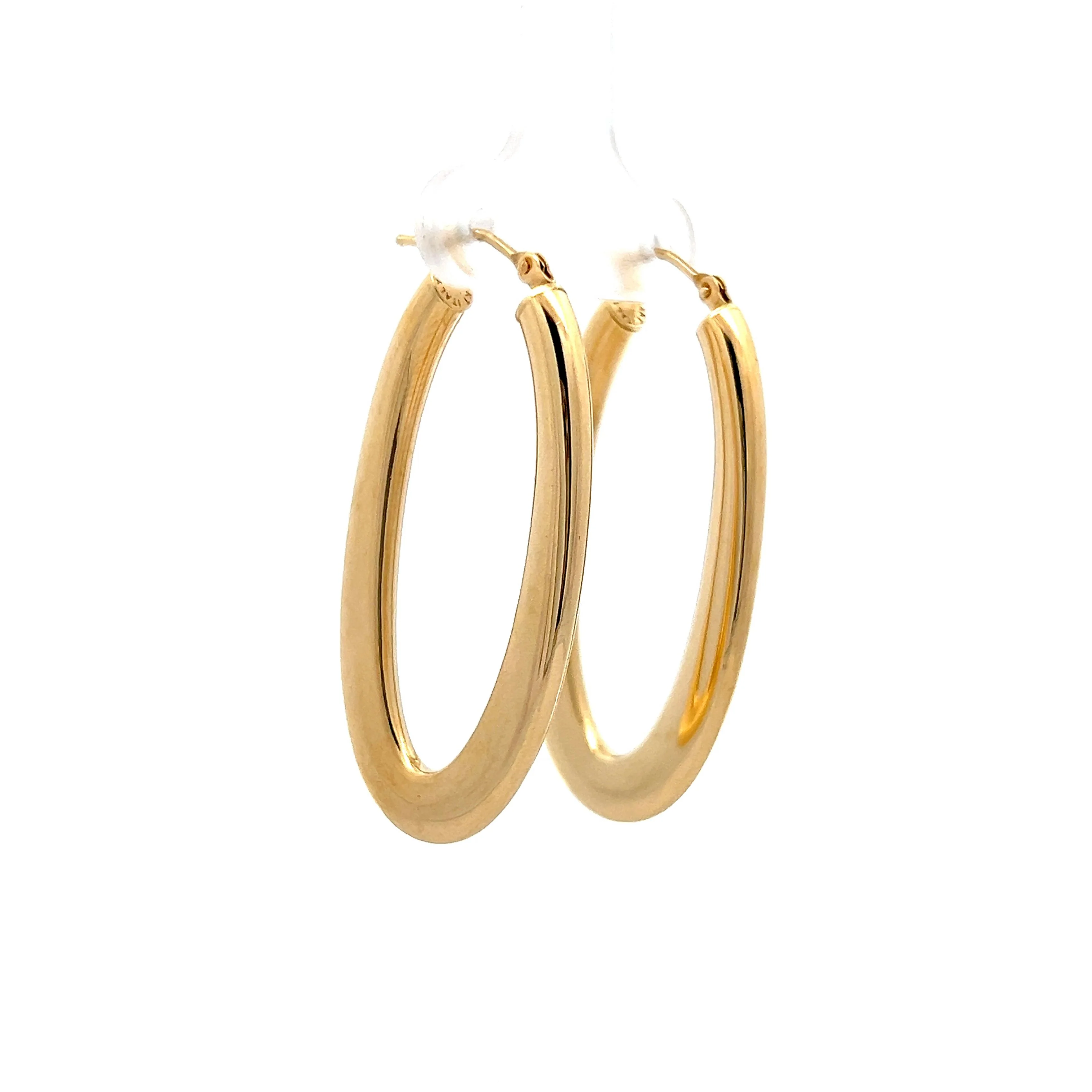 Simple Thin Hoop Earrings in 14k Yellow Gold - Image 3