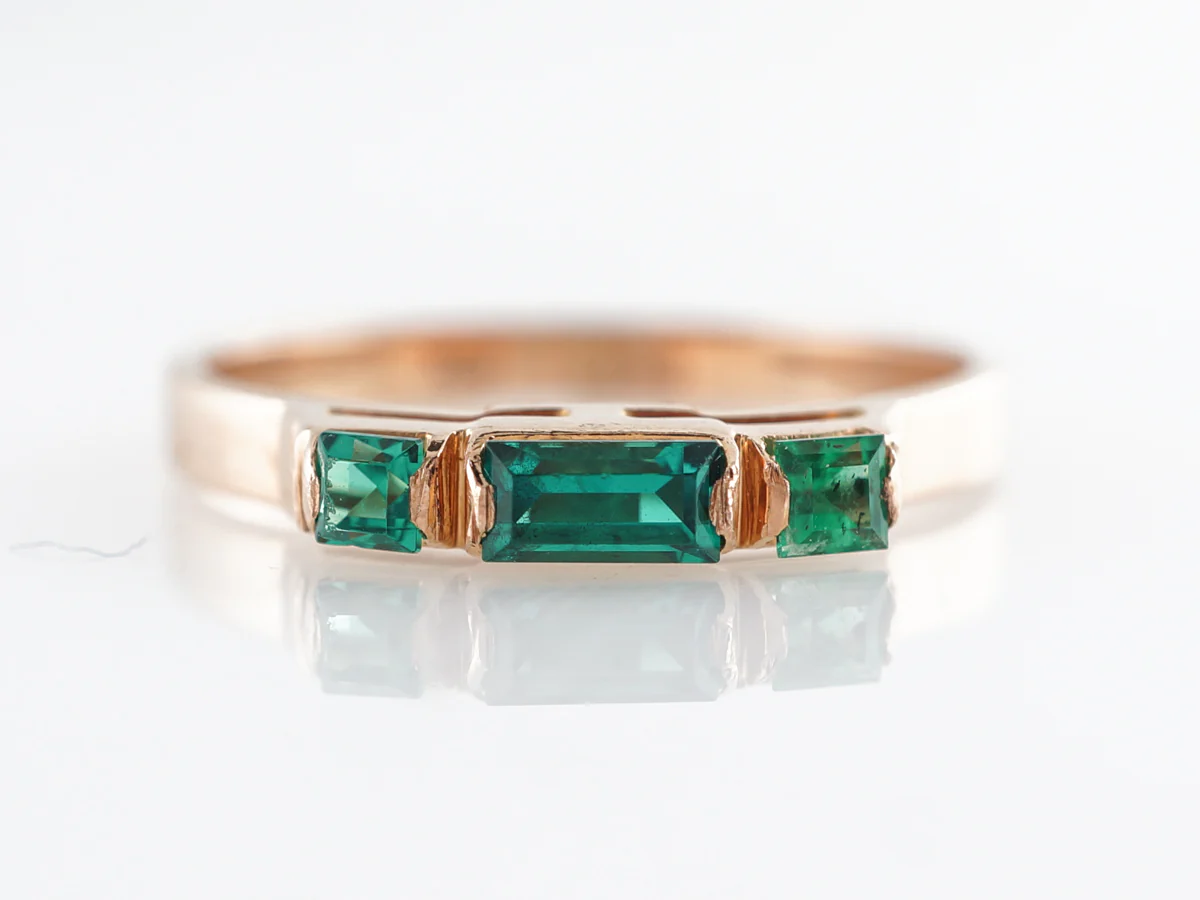 Simple Vintage Emerald Ring in 14k Rose Gold