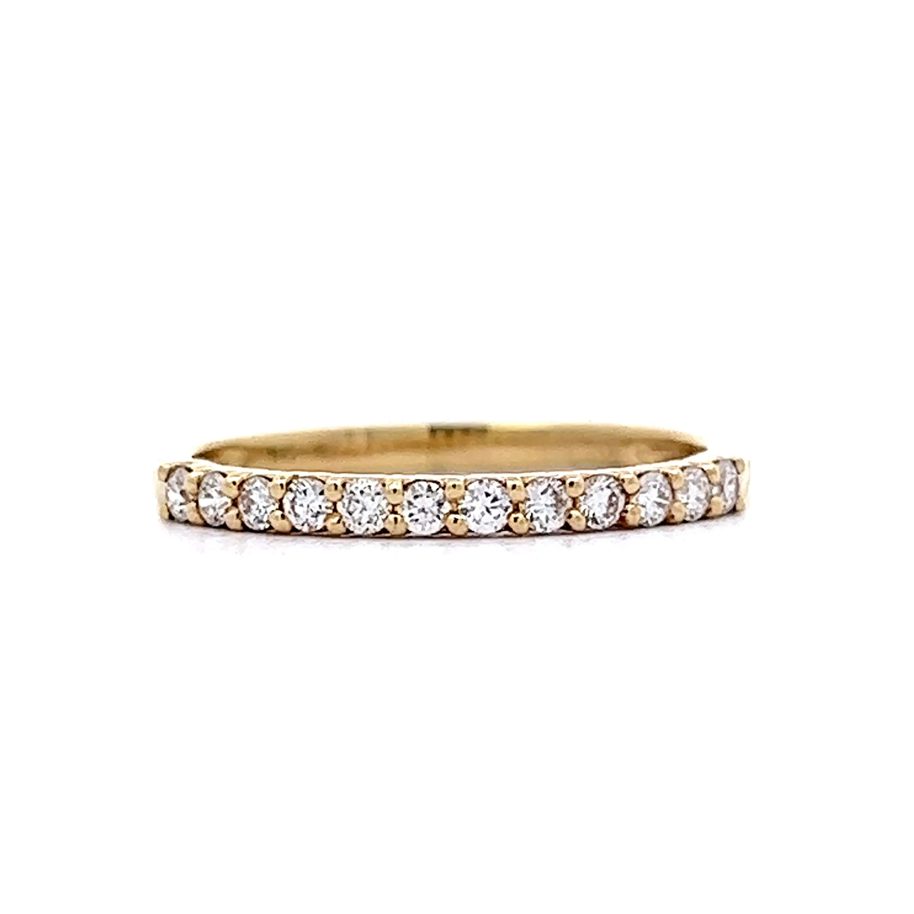 Simple Yellow Gold Diamond Wedding Band 14k