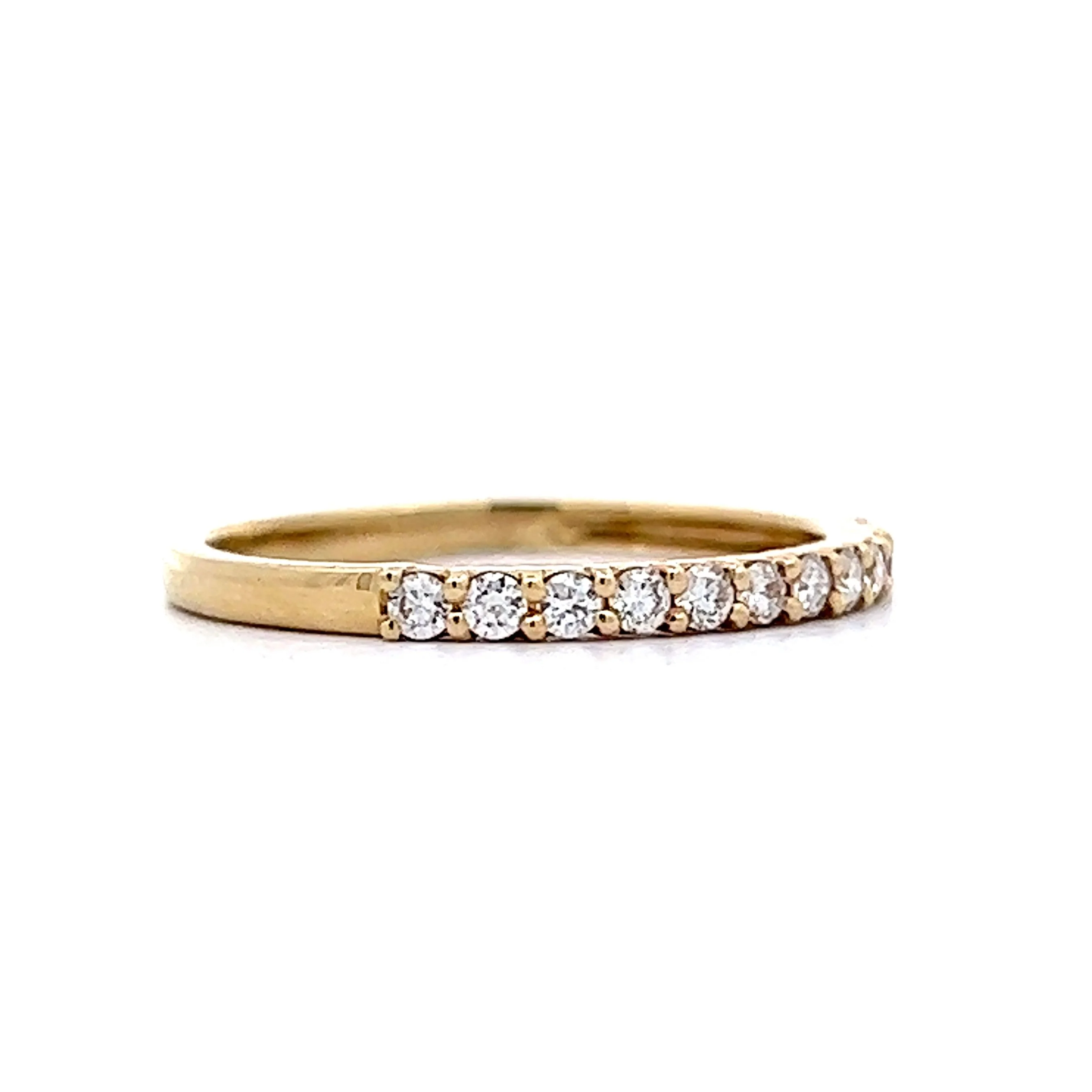 Simple Yellow Gold Diamond Wedding Band 14k - Image 3