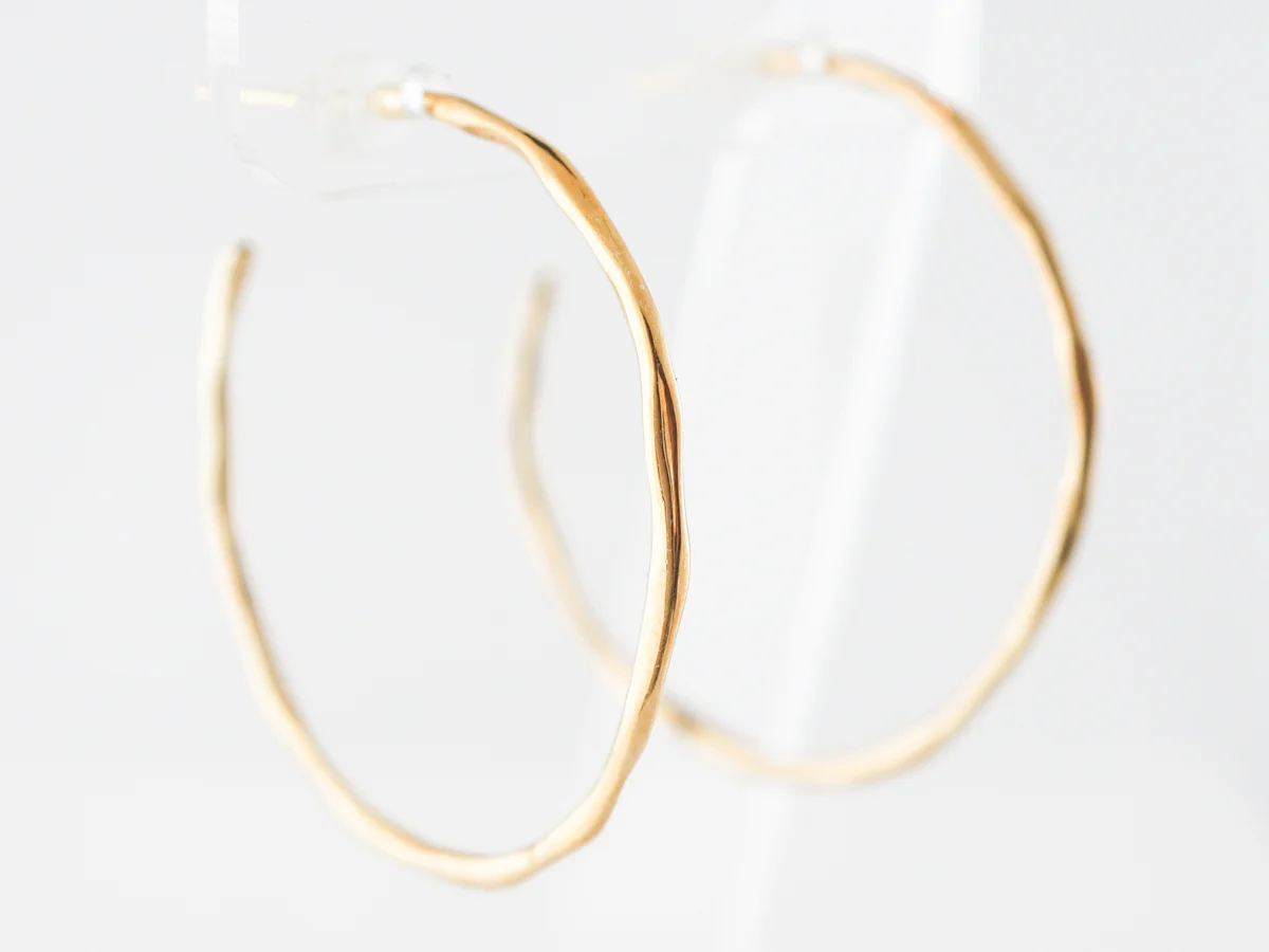 Simple Yellow Gold Hoop Earrings in 18k - Image 3