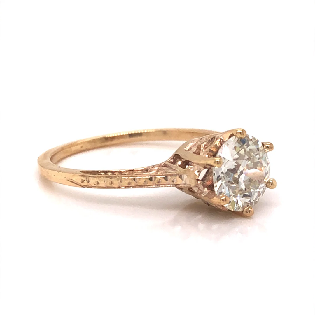 Six Prong Art Deco Diamond Engagement Ring in 10k Yellow Gold - Image 3