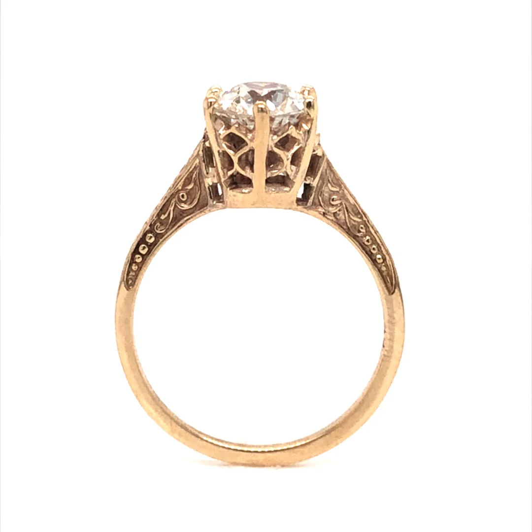 Six Prong Art Deco Diamond Engagement Ring in 10k Yellow Gold - Image 4