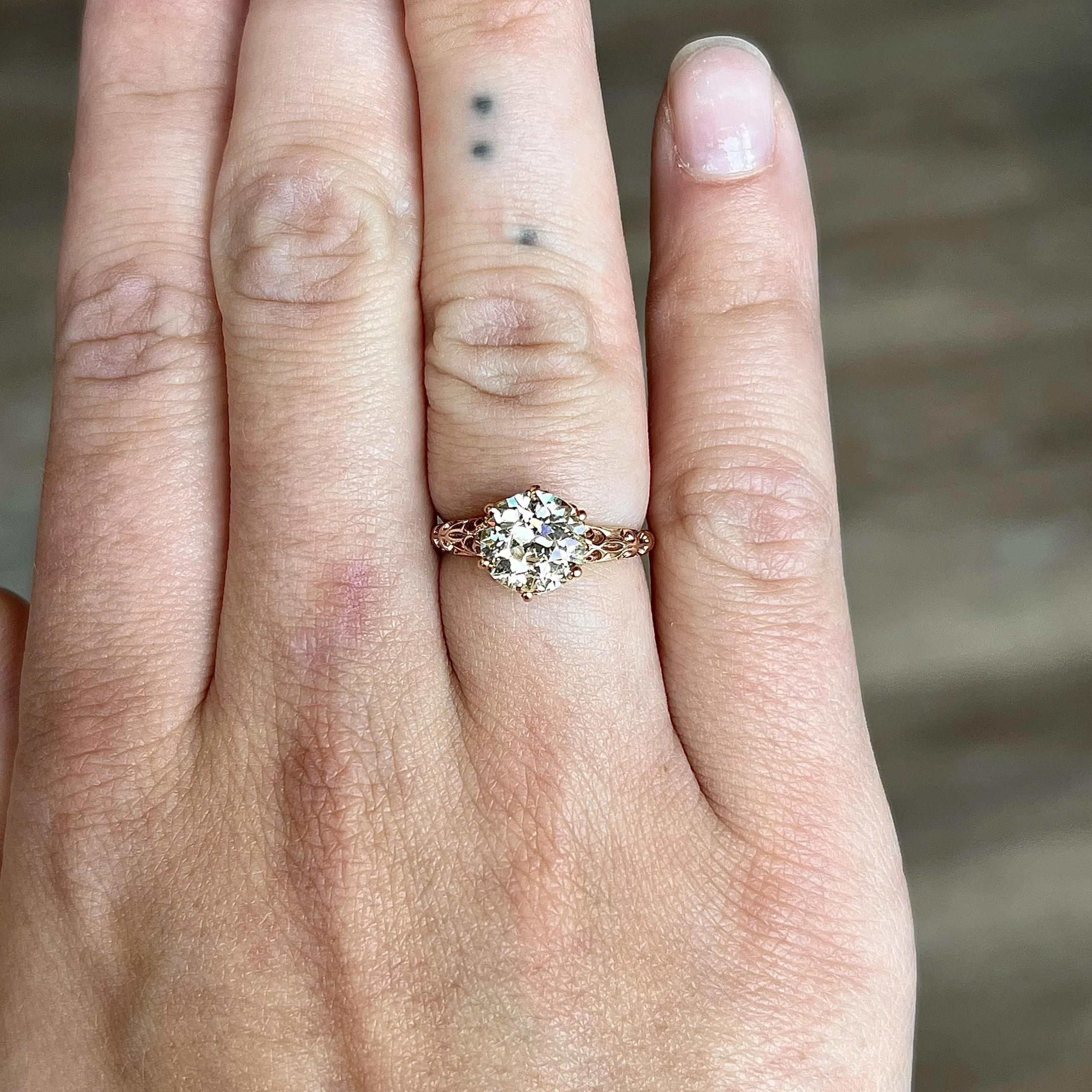 Six Prong Art Deco Diamond Engagement Ring in 10k Yellow Gold - Image 6