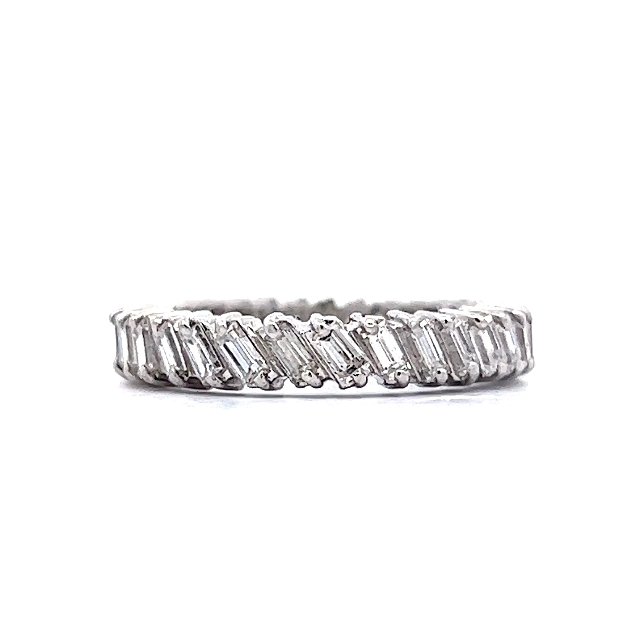 Slanted Baguette Diamond Eternity Band in Platinum - Image 3