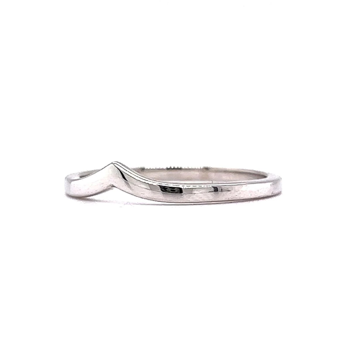 Slight Contoured Thin Wedding Band in 14k White Gold - Image 2