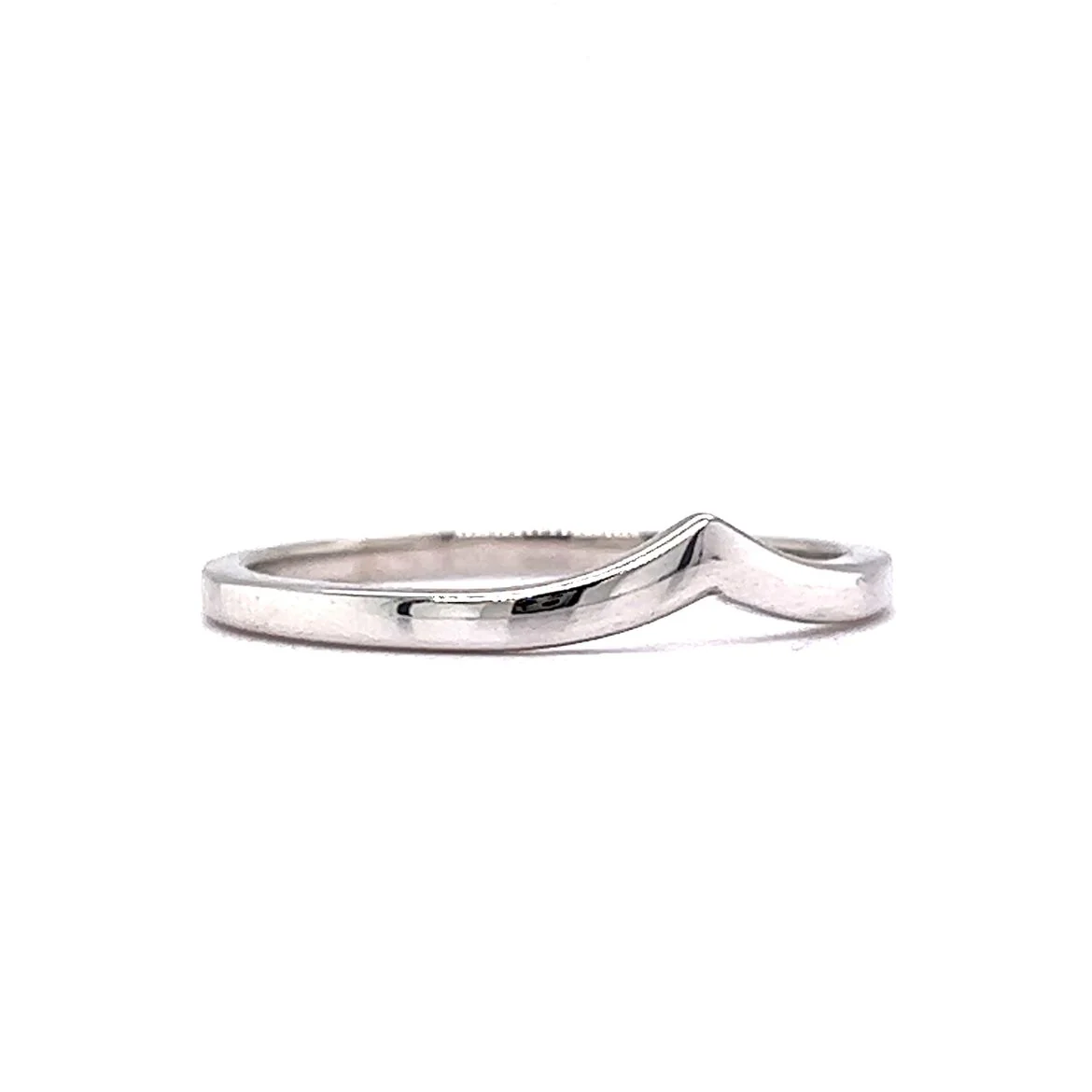 Slight Contoured Thin Wedding Band in 14k White Gold - Image 3