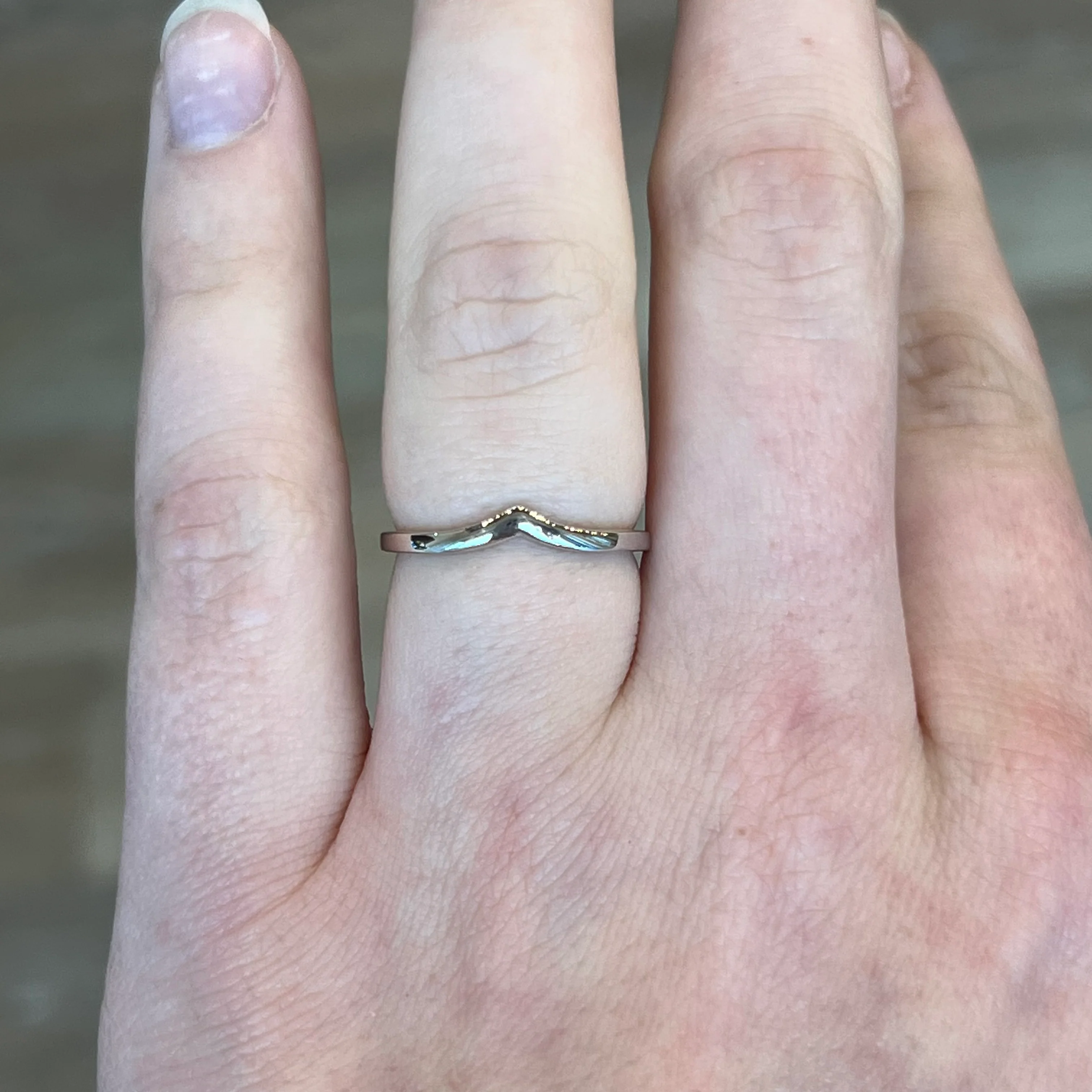 Slight Contoured Thin Wedding Band in 14k White Gold - Image 6
