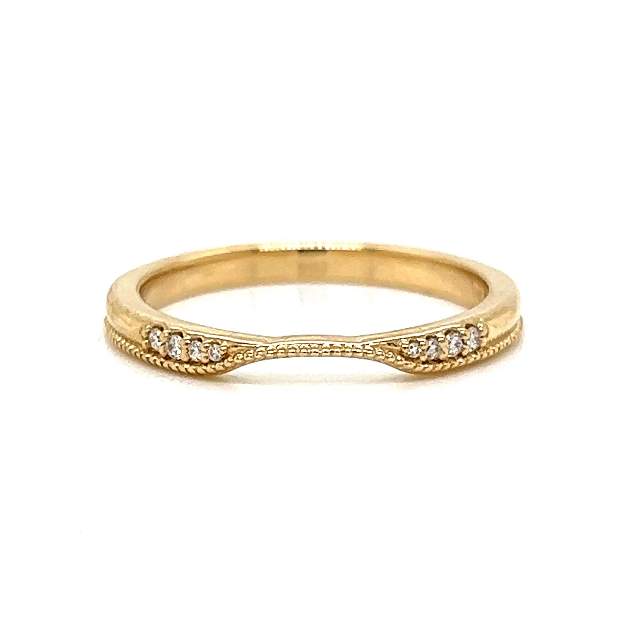 Slightly Curved Diamond Wedding Band in 14k Yellow Gold