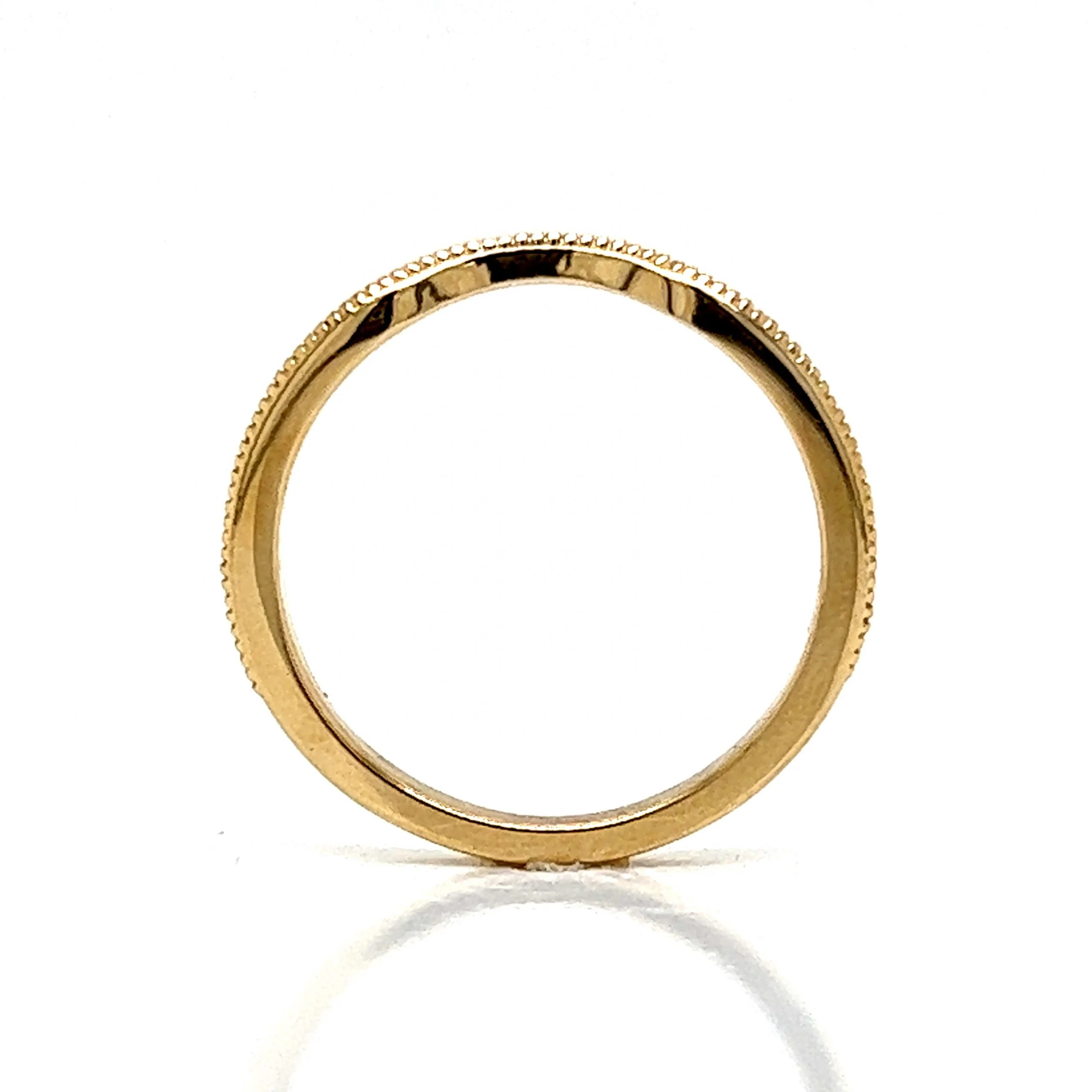 Slightly Curved Diamond Wedding Band in 14k Yellow Gold - Image 4