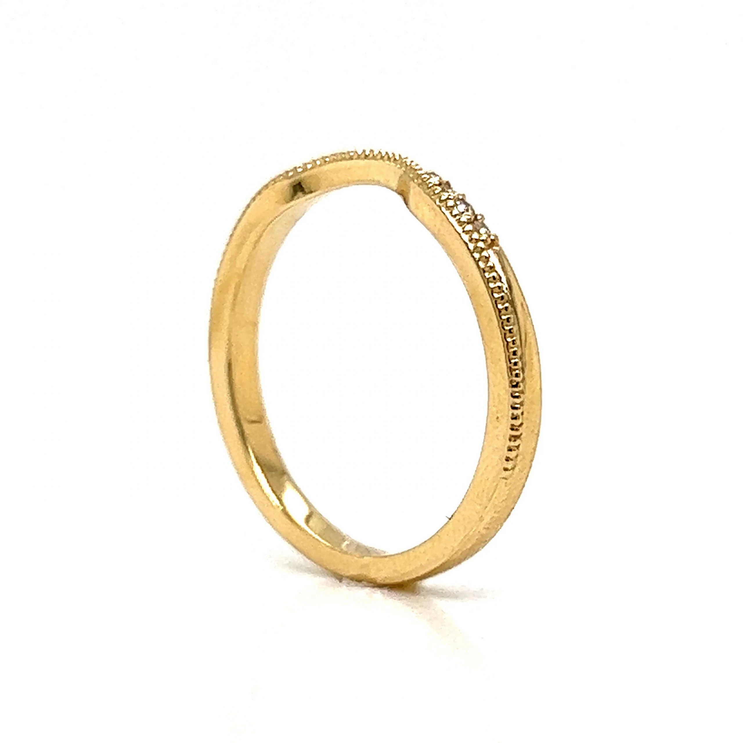 Slightly Curved Diamond Wedding Band in 14k Yellow Gold - Image 5
