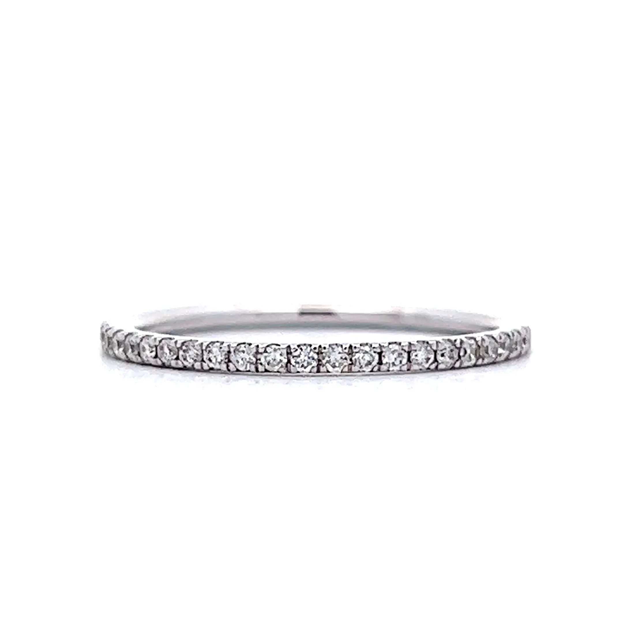 Slim Diamond Wedding Band in 14k White Gold - Image 3