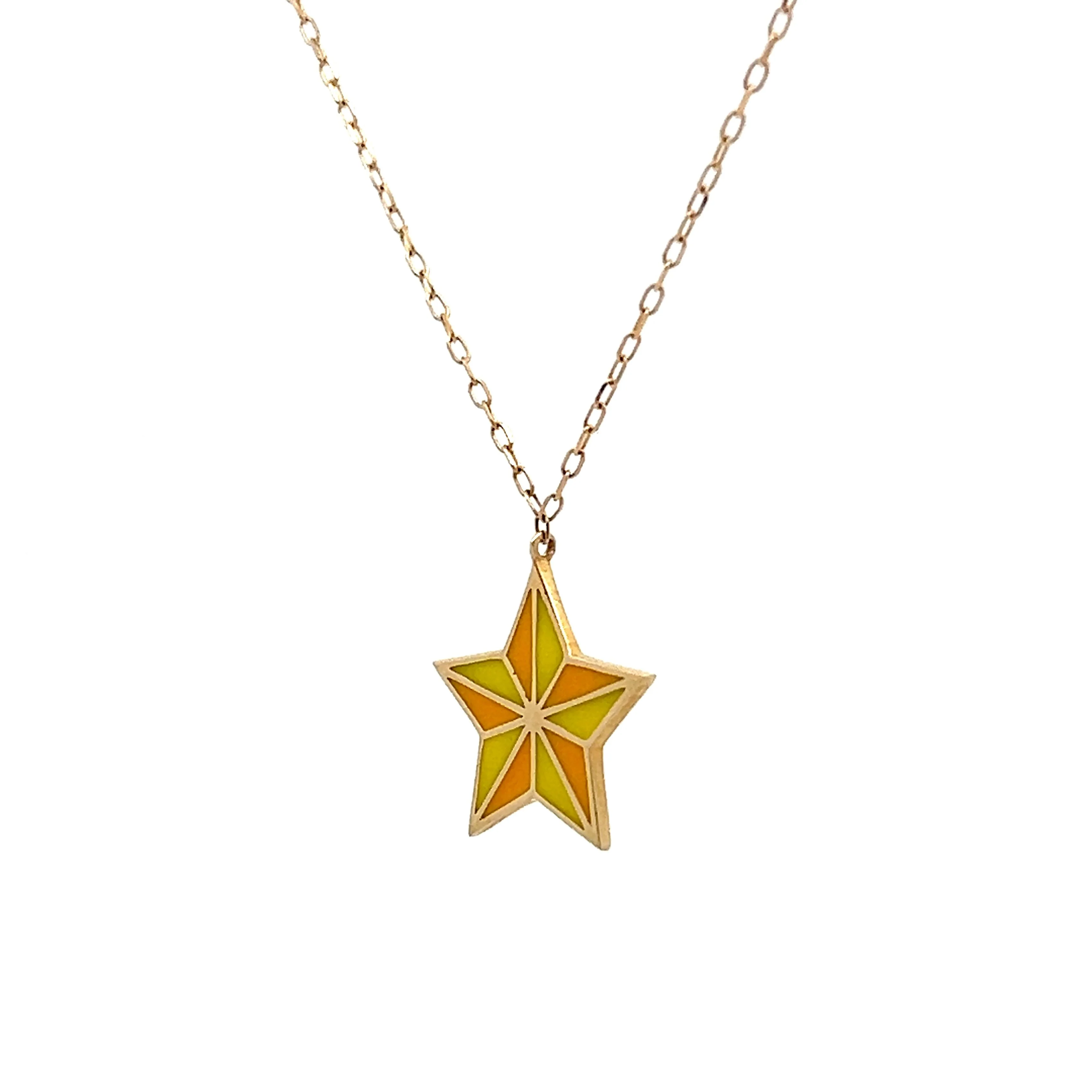 Small Enamel Star Pendant in 14k Yellow Gold - Image 2