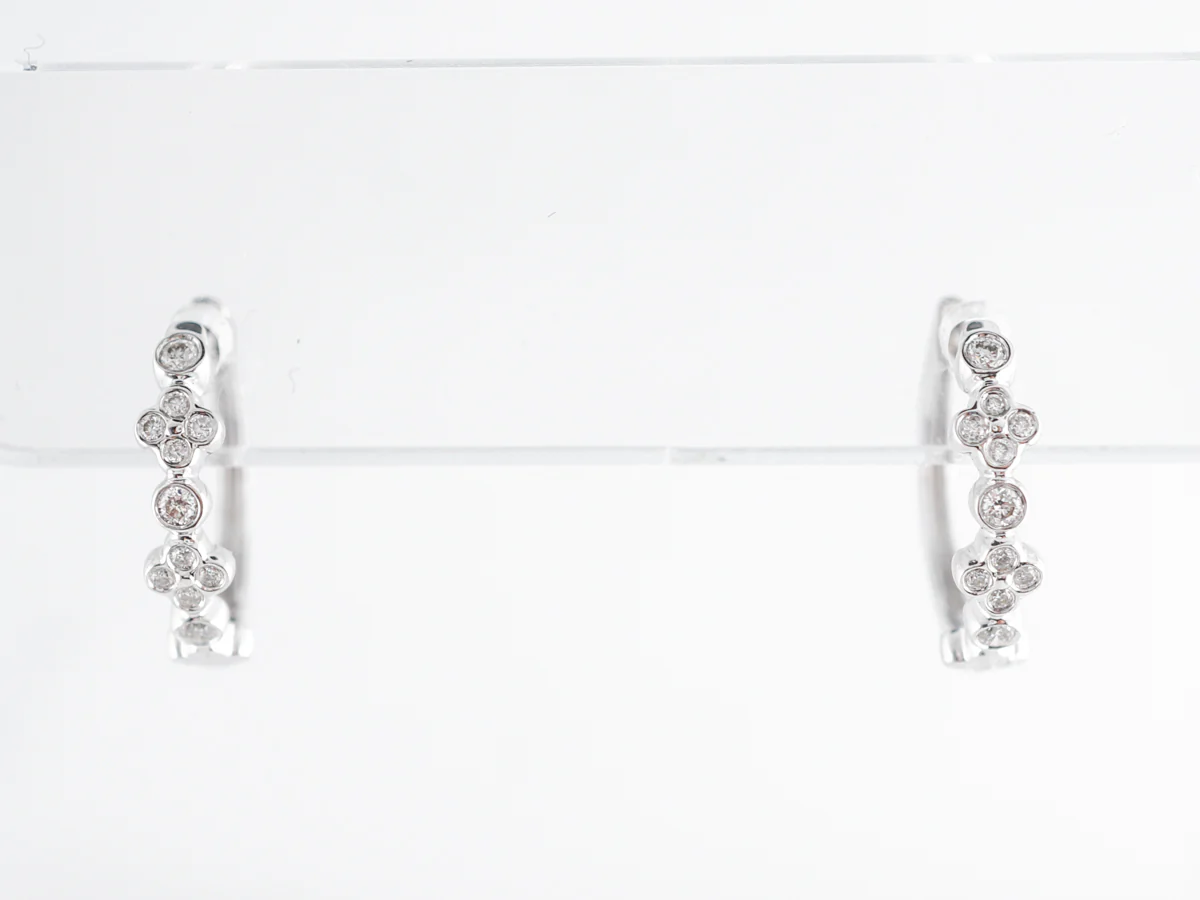 Small Hoop Diamond Earrings in 14k White Gold