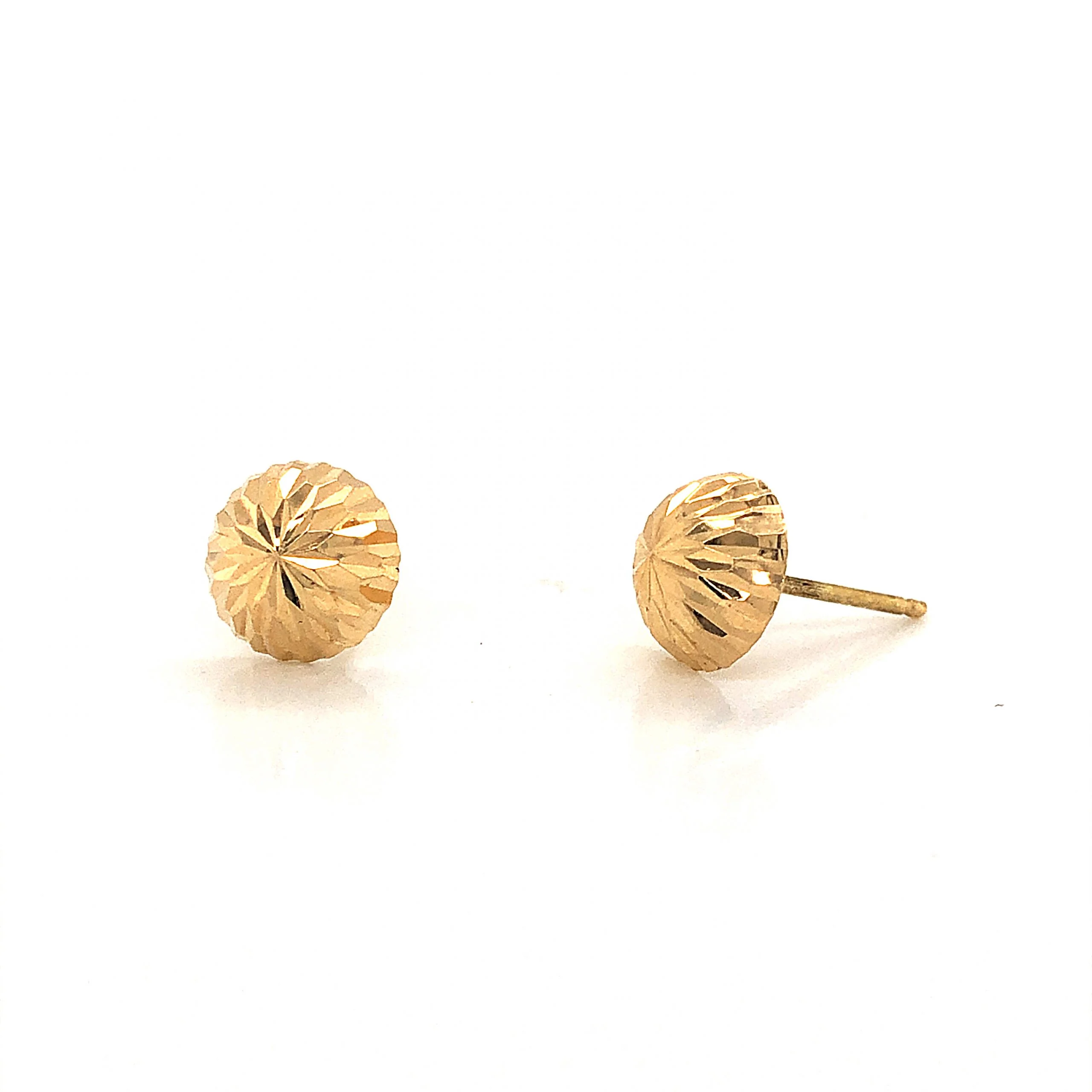 Small Textured Round Stud Earrings in 14k Yellow Gold - Image 2