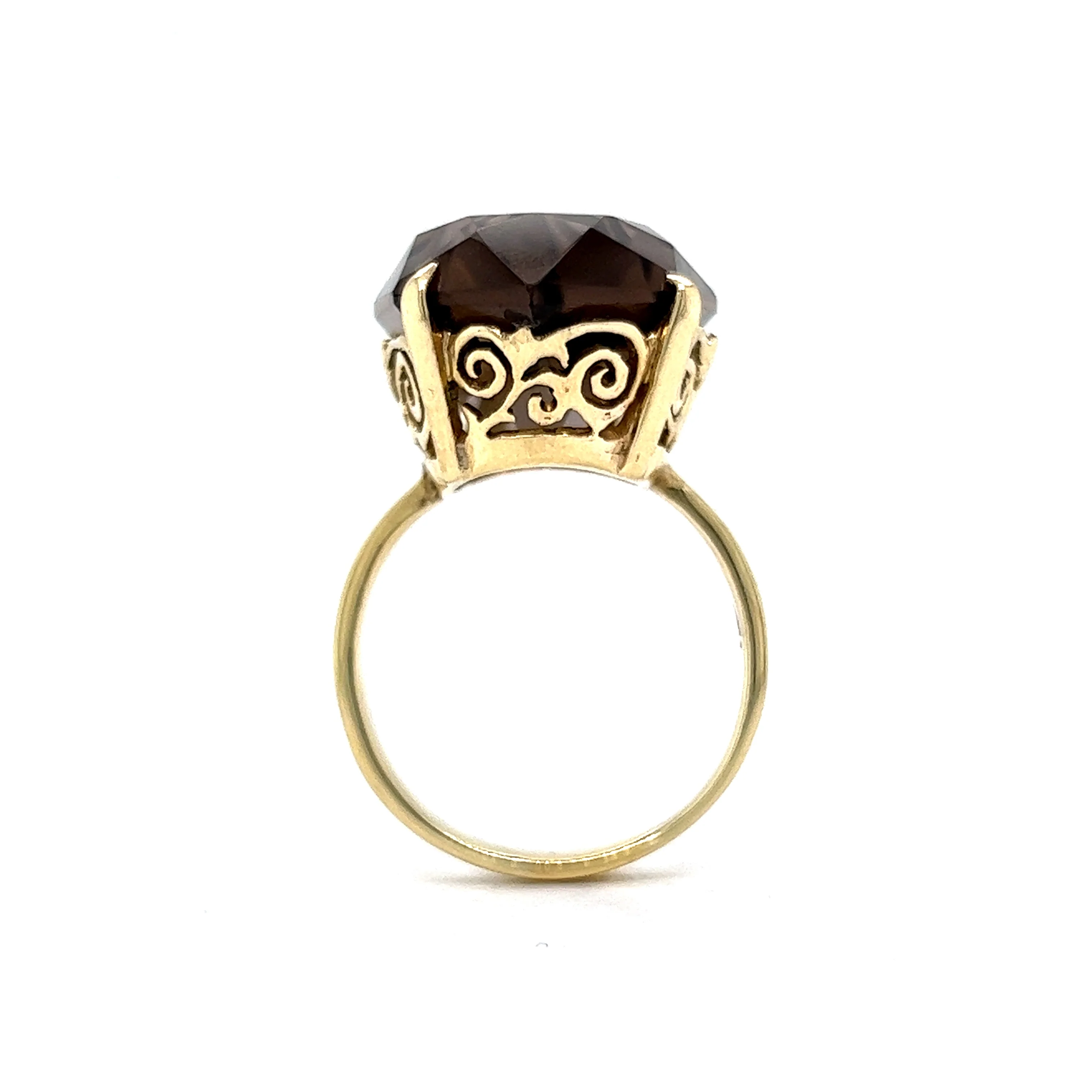 Smoky Quartz Filigree Cocktail Ring in 18k Yellow Gold - Image 4