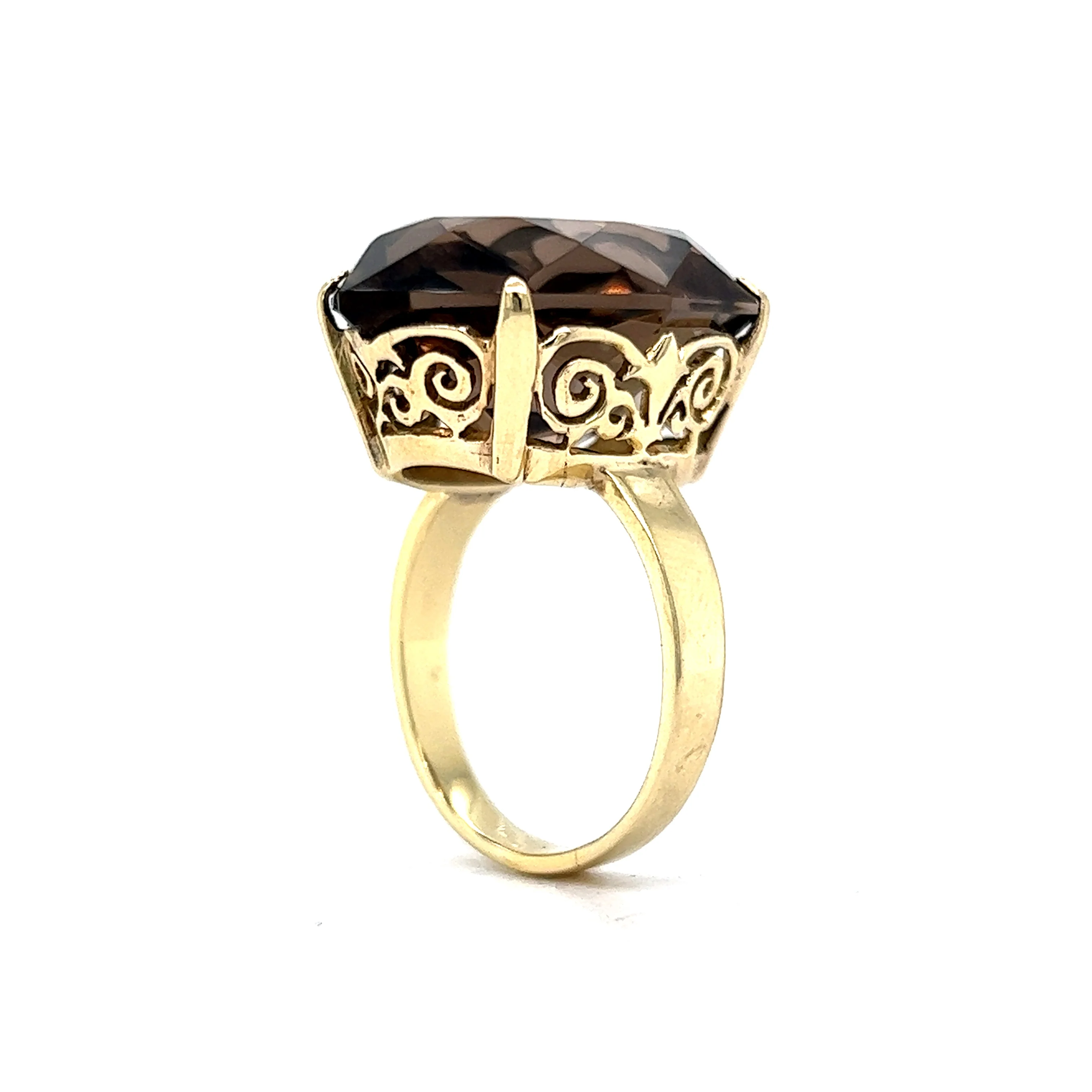 Smoky Quartz Filigree Cocktail Ring in 18k Yellow Gold - Image 5