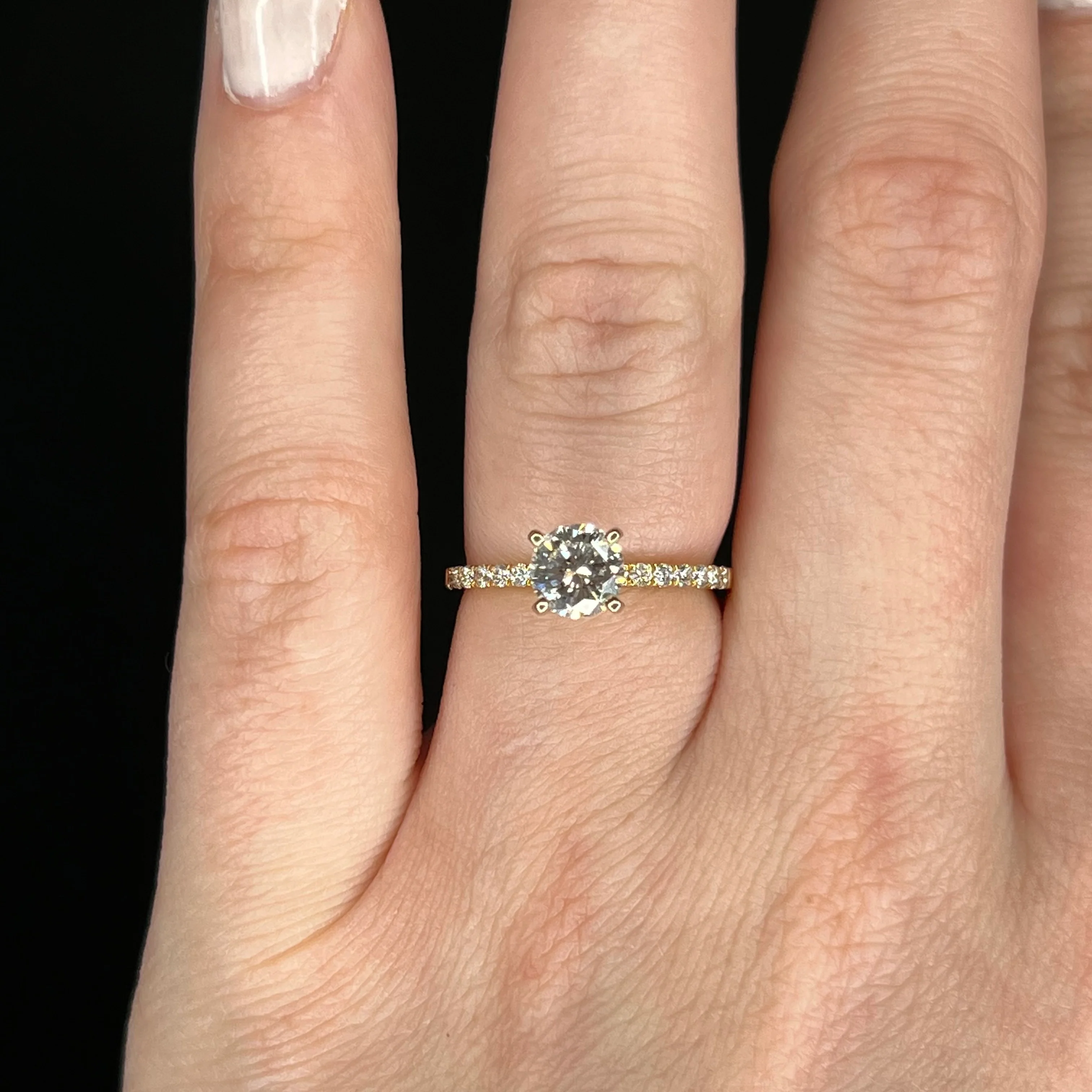 Solitaire 1 Carat Diamond Engagement Ring in 18k Yellow Gold - Image 6