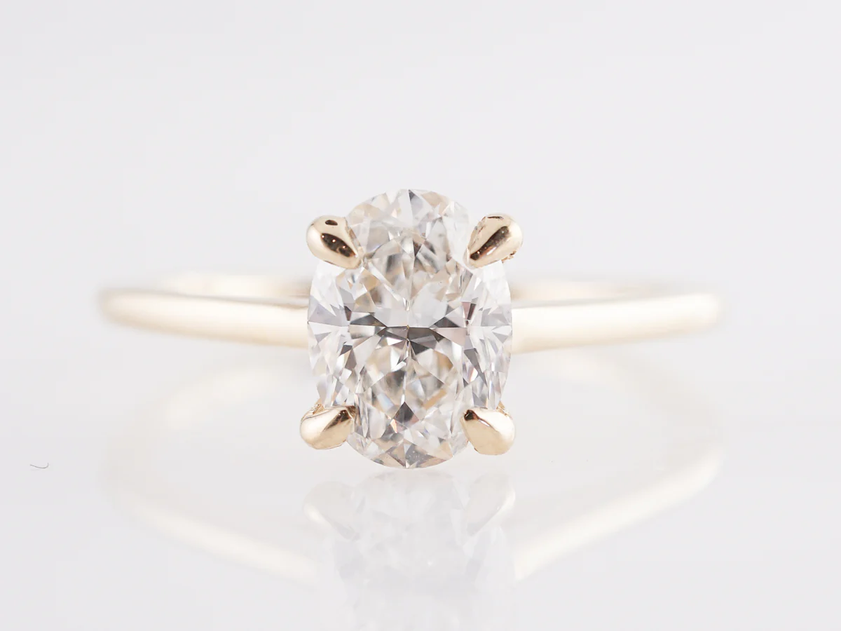 Solitaire 1 Carat Oval Diamond Engagement Ring in 14K