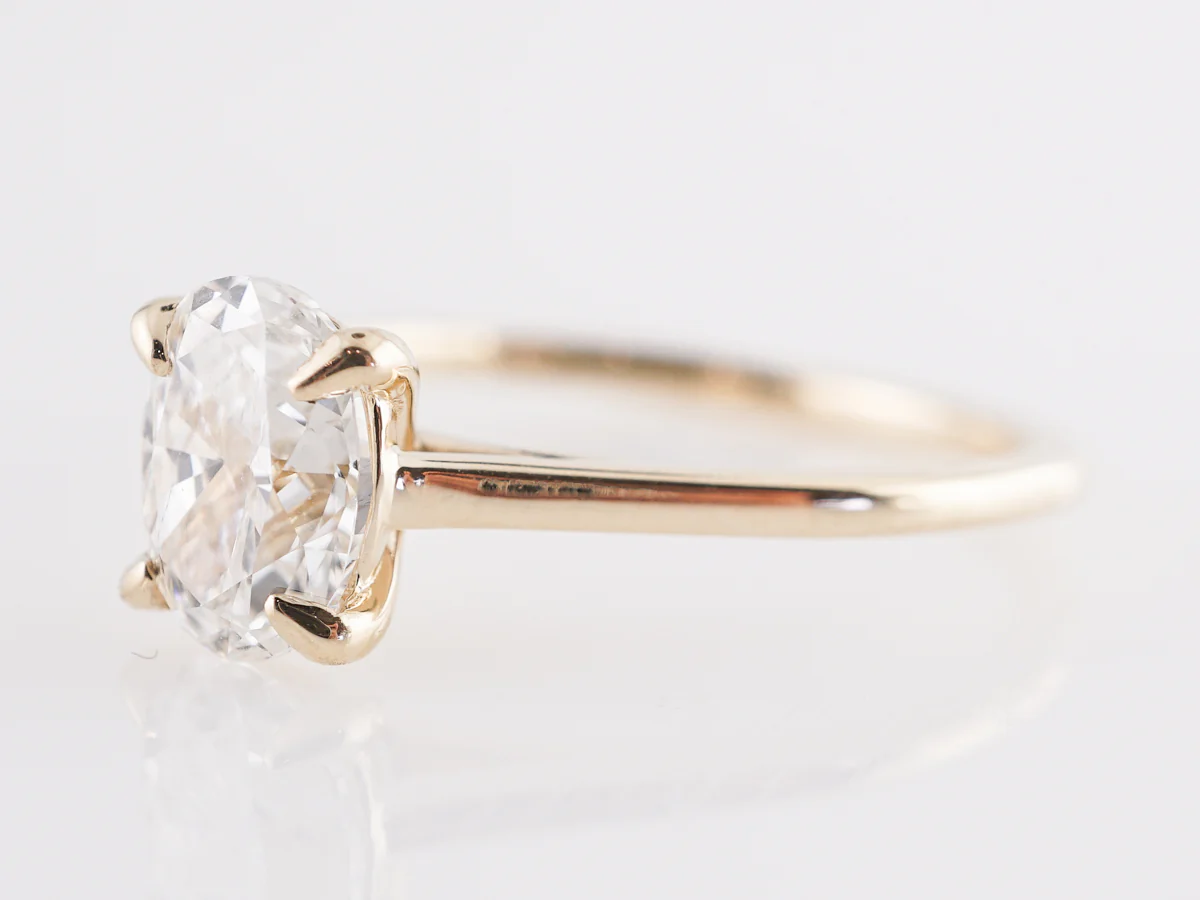 Solitaire 1 Carat Oval Diamond Engagement Ring in 14K - Image 2