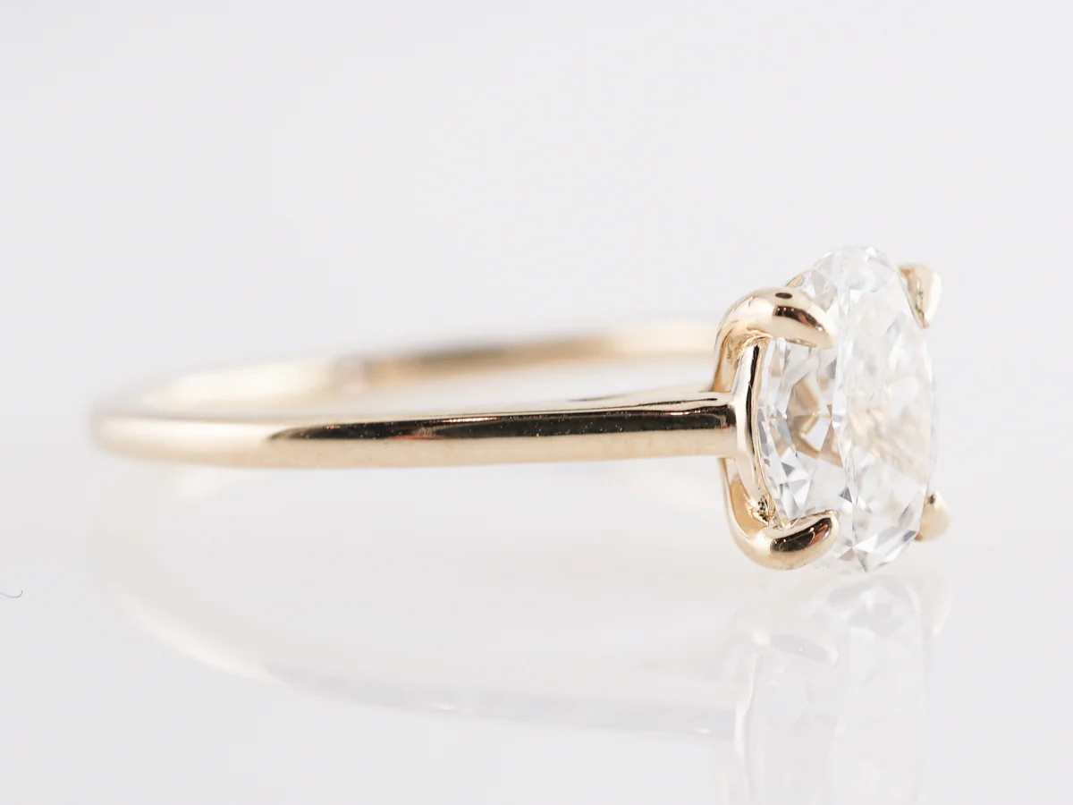 Solitaire 1 Carat Oval Diamond Engagement Ring in 14K - Image 3