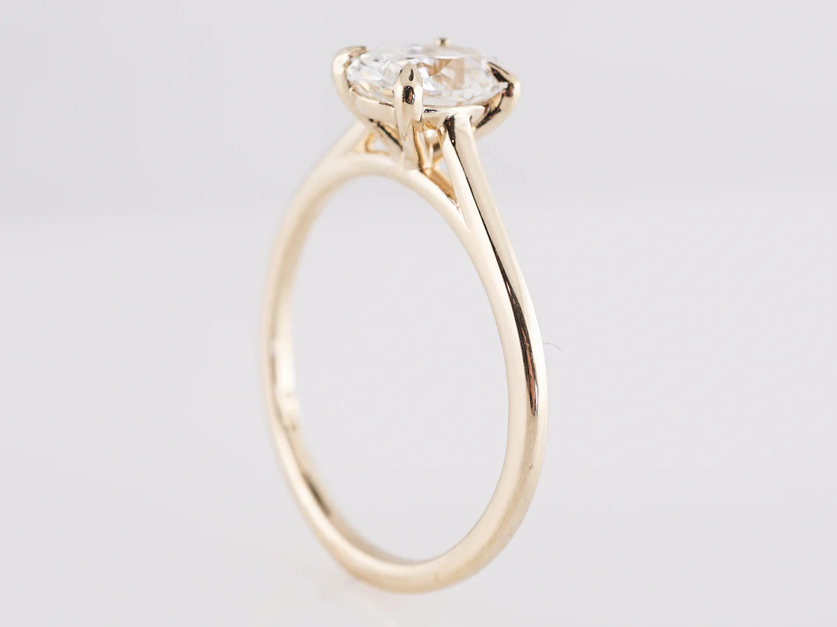 Solitaire 1 Carat Oval Diamond Engagement Ring in 14K - Image 4