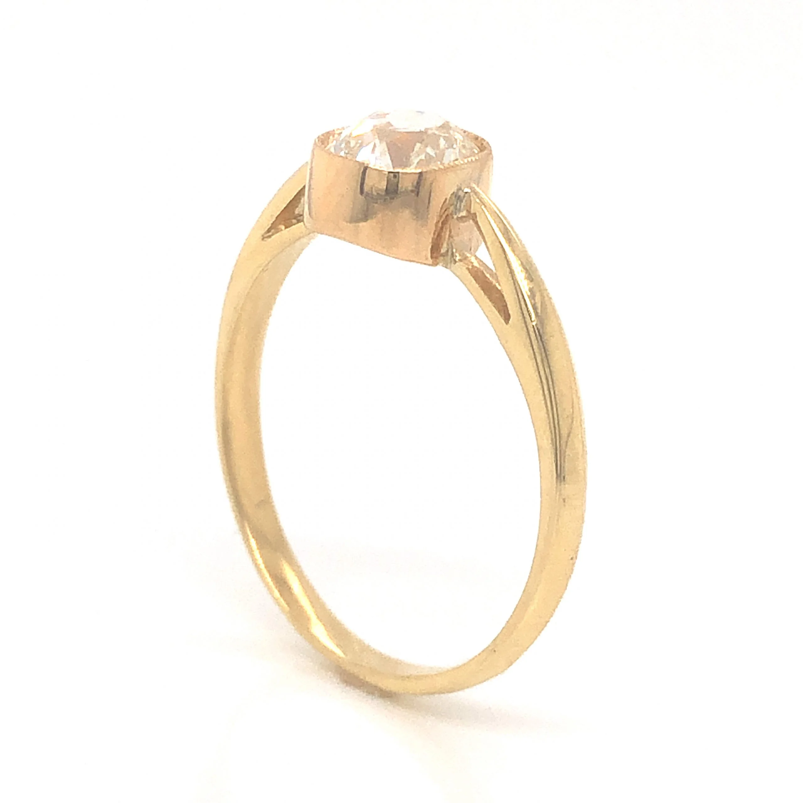 Solitaire Bezel Set Diamond Engagement Ring in 18k Yellow Gold - Image 5