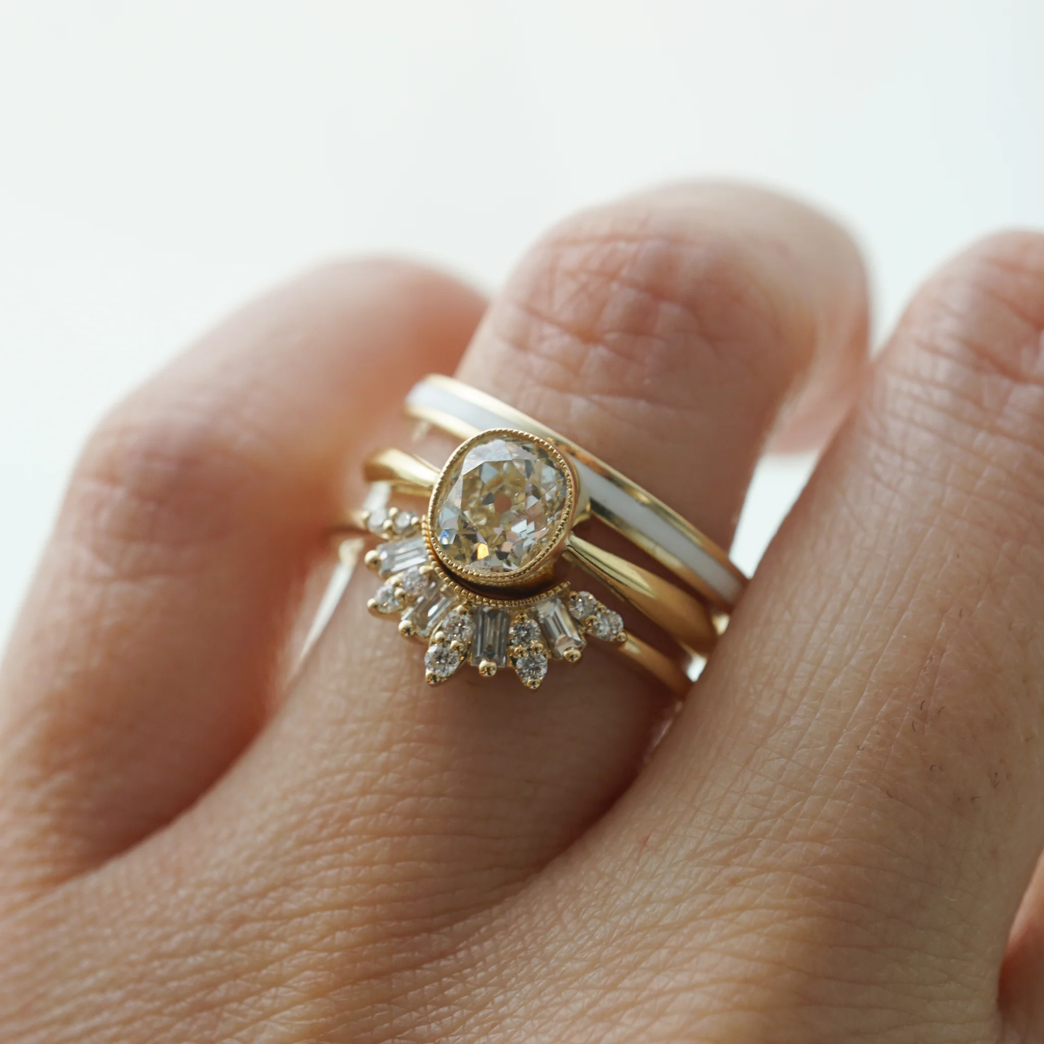 Solitaire Bezel Set Diamond Engagement Ring in 18k Yellow Gold - Image 6