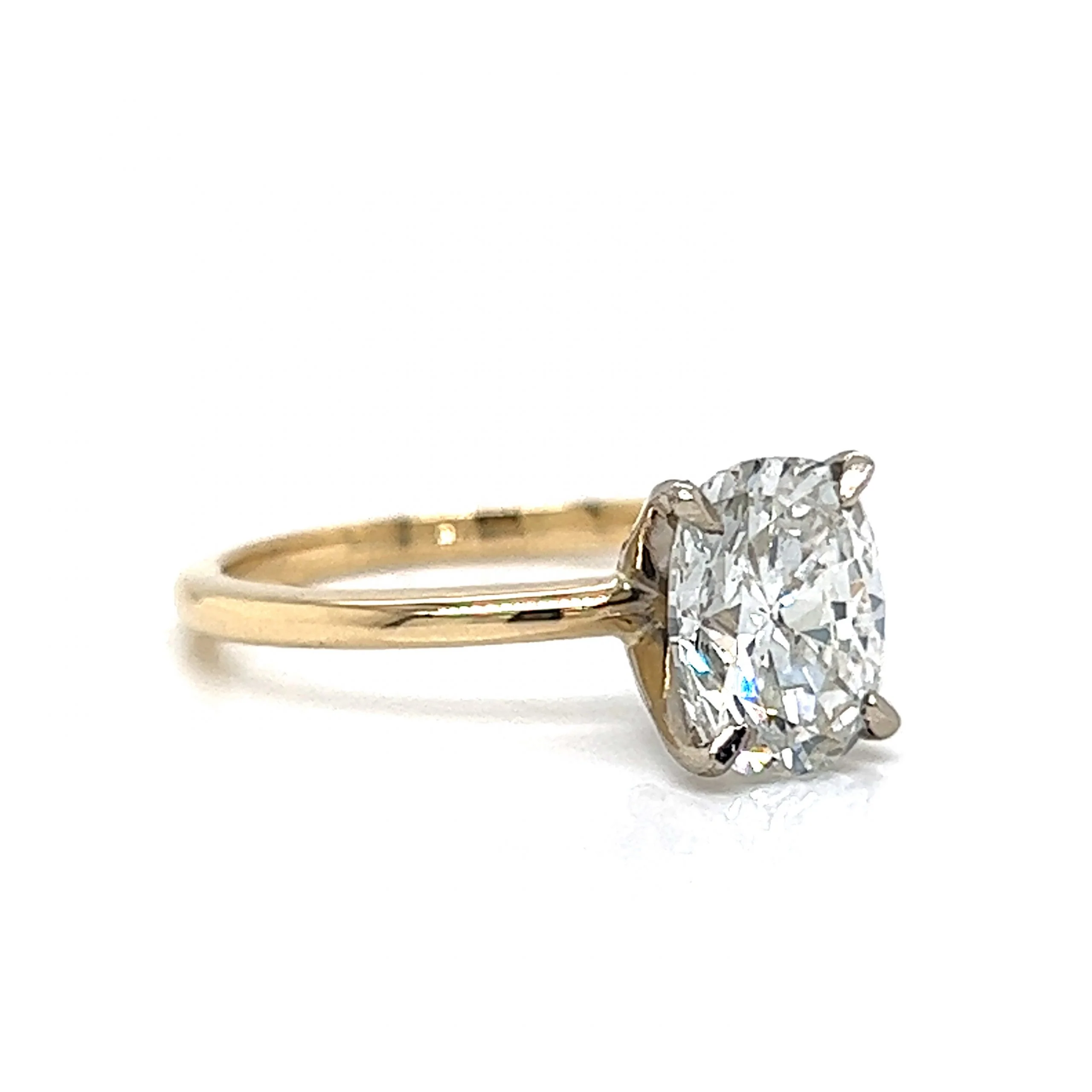 2.12 Solitaire Cushion Cut Diamond Engagement Ring in 14k Gold - Image 3