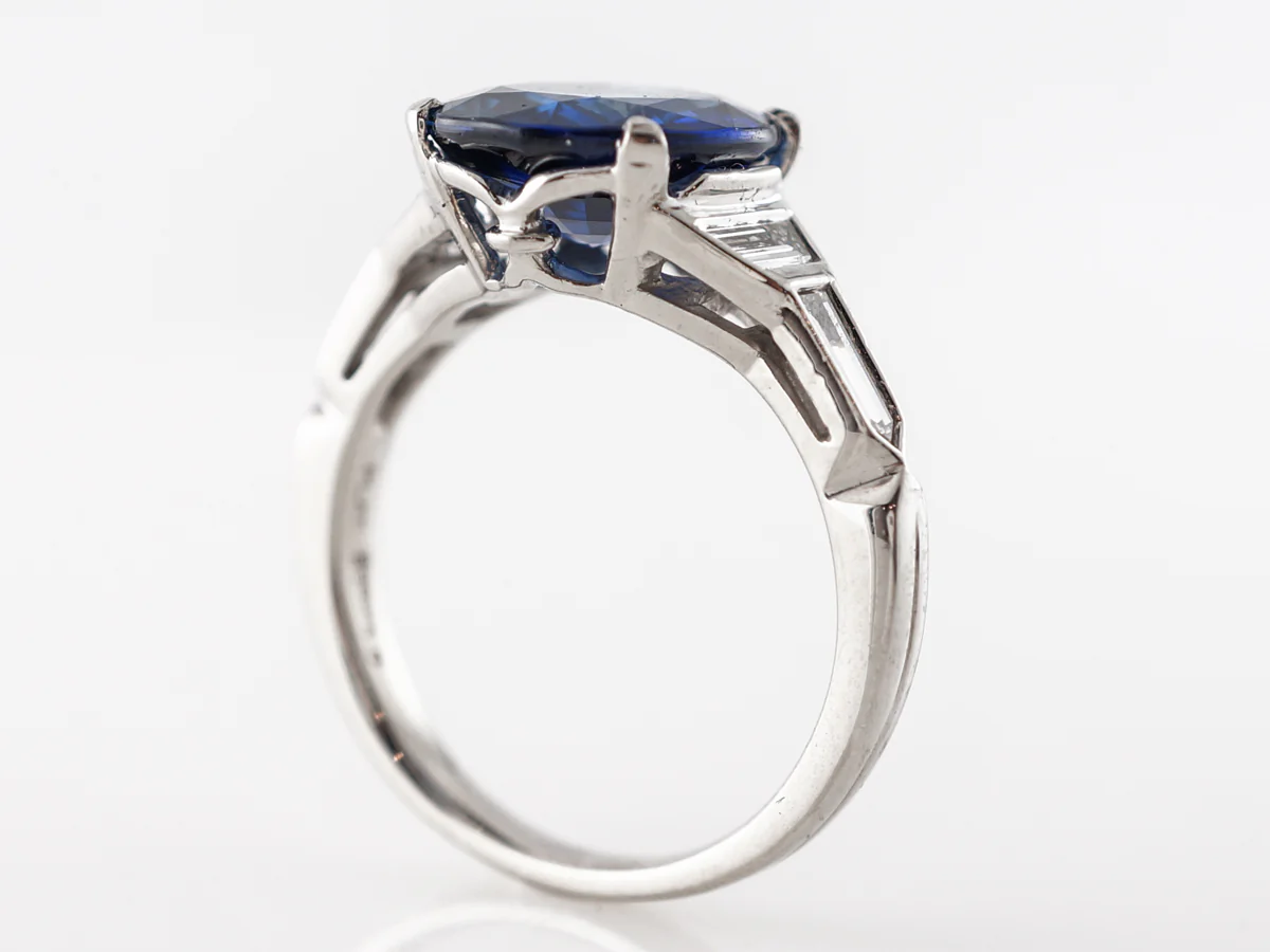 Solitaire Cushion Cut Sapphire Engagement Ring in Platinum - Image 5