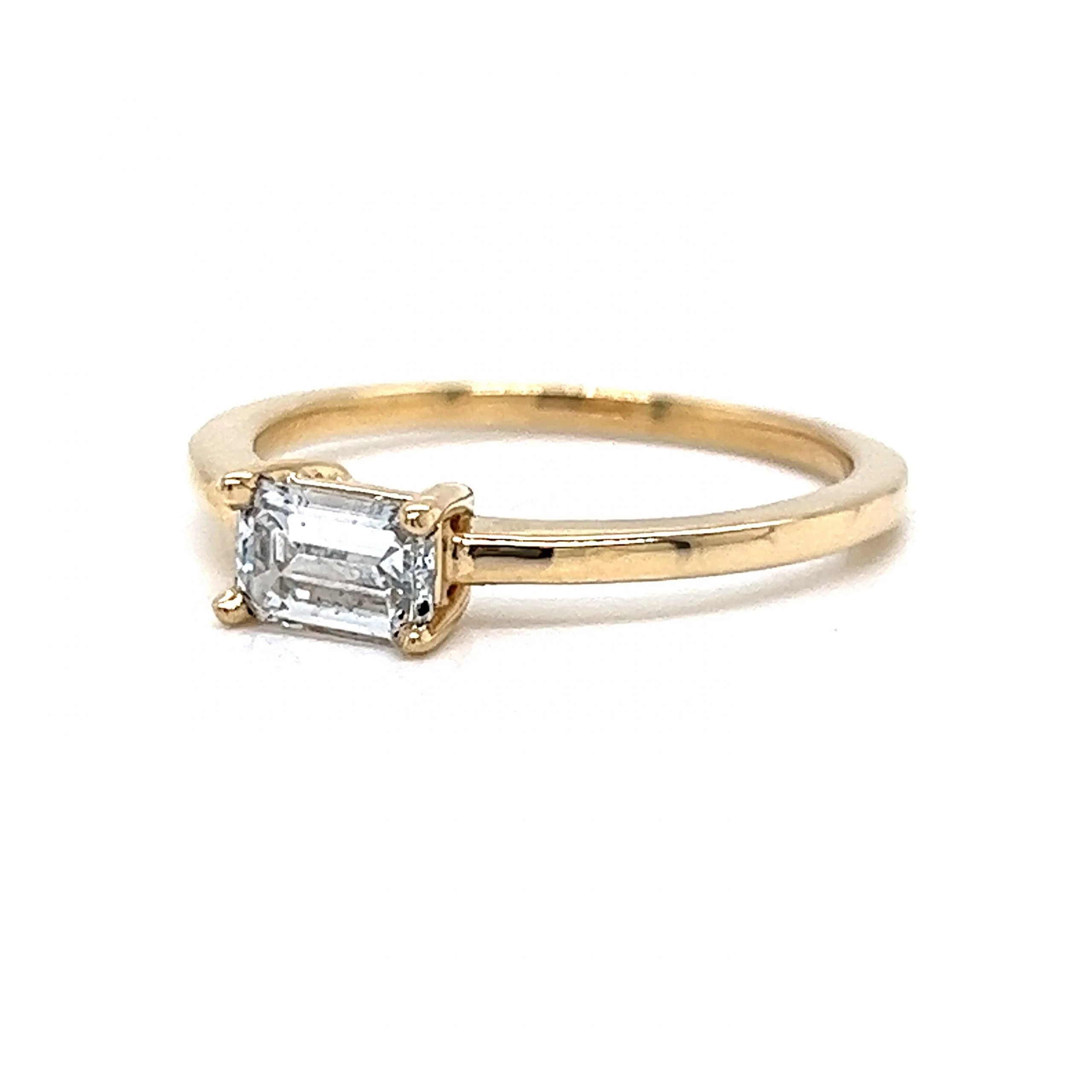 .54 Solitaire Emerald Cut Diamond Engagement Ring in 14k Gold - Image 2