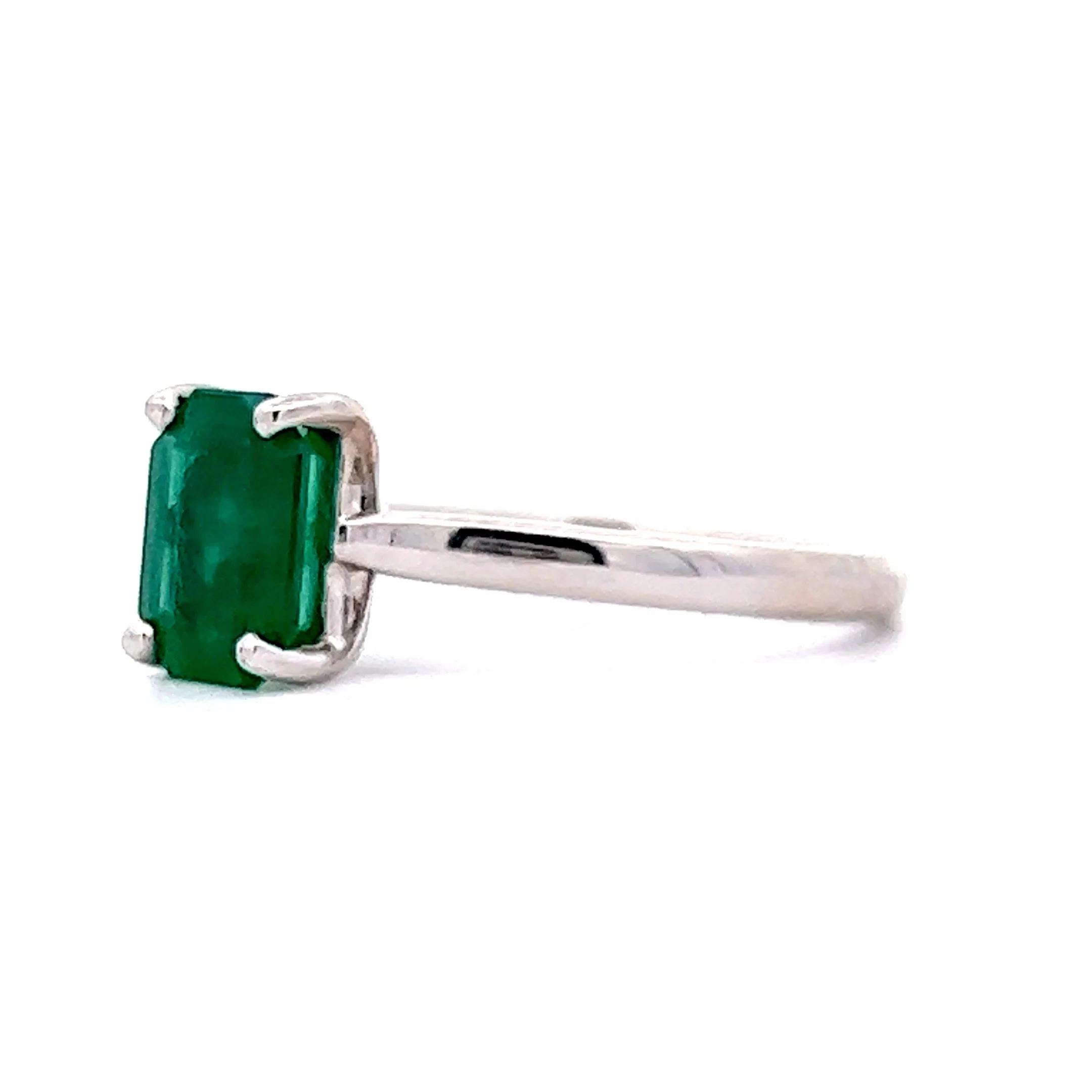 Solitaire Emerald Engagement Ring in 14k White Gold - Image 2
